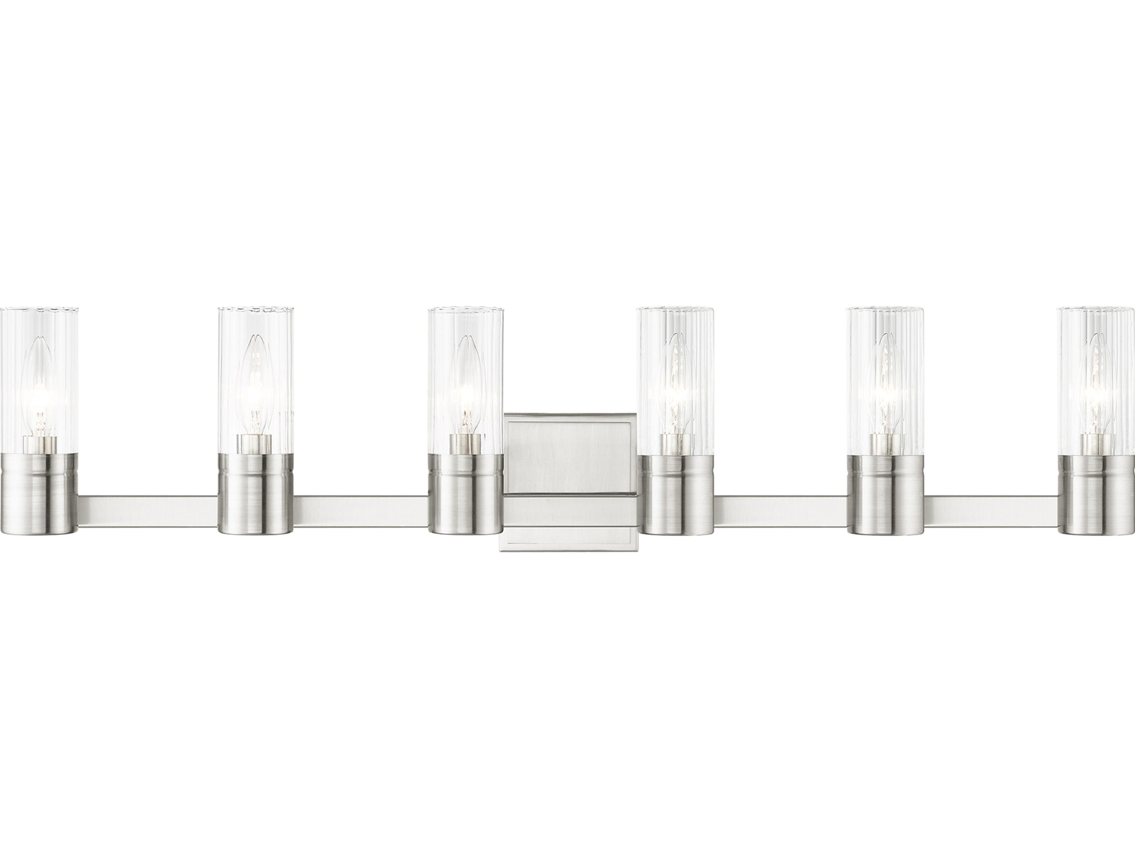 Livex Lighting Midtown 6-Light Brushed Nickel Glass Vanity Light