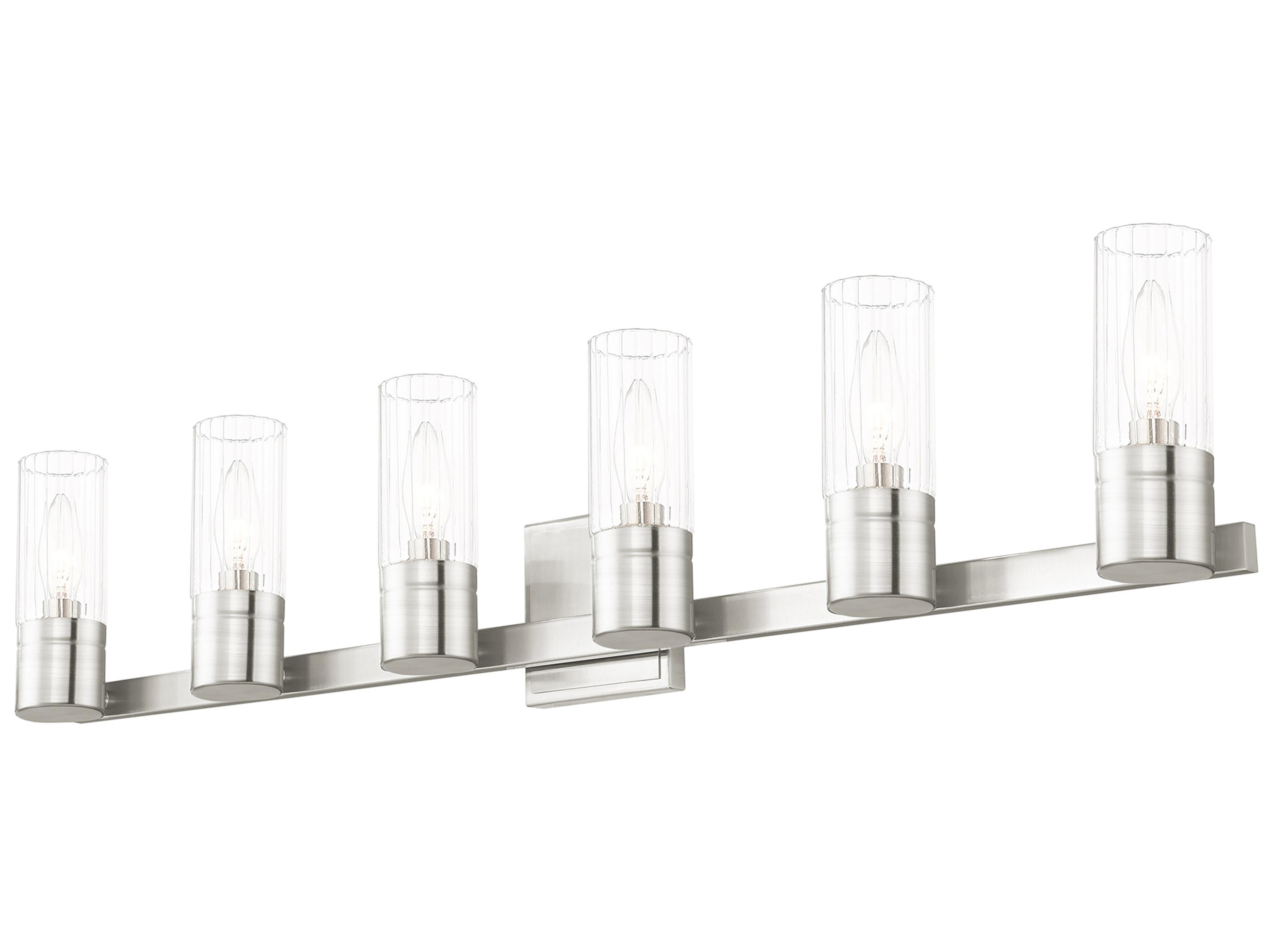 Livex Lighting Midtown 6-Light Brushed Nickel Glass Vanity Light