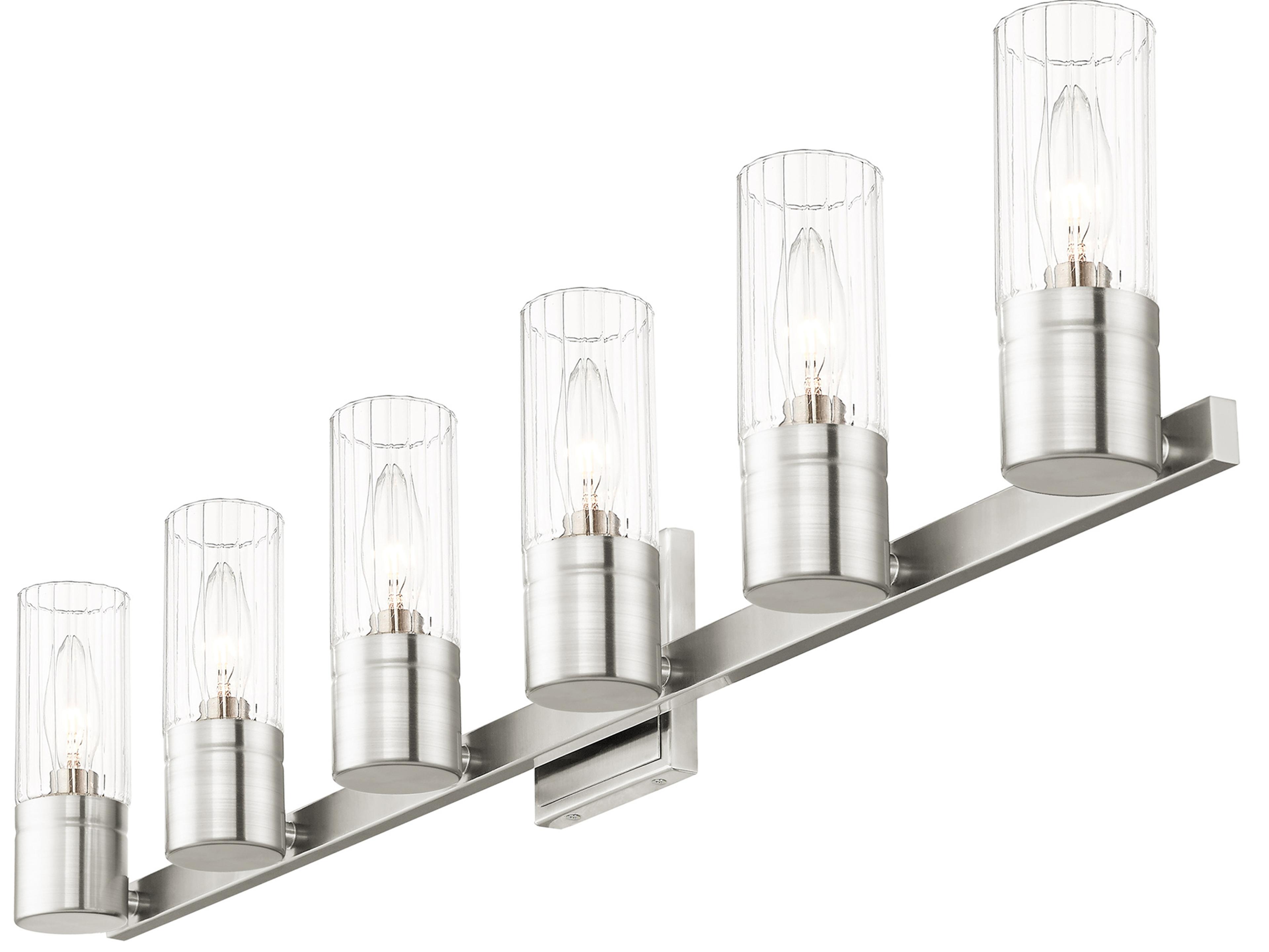 Livex Lighting Midtown 6-Light Brushed Nickel Glass Vanity Light
