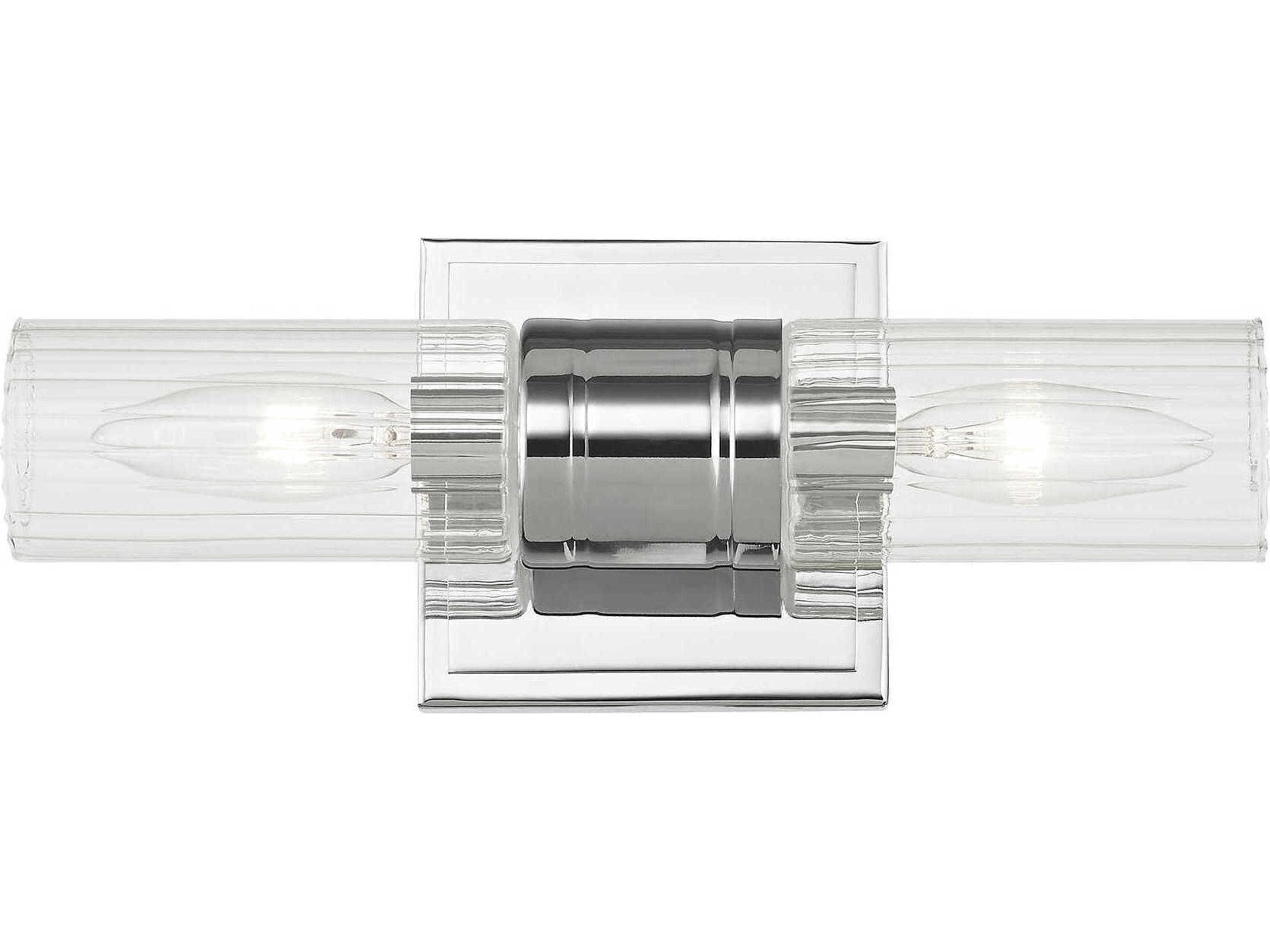 Livex Lighting Midtown 2-Light Polished Chrome Glass Vanity Light