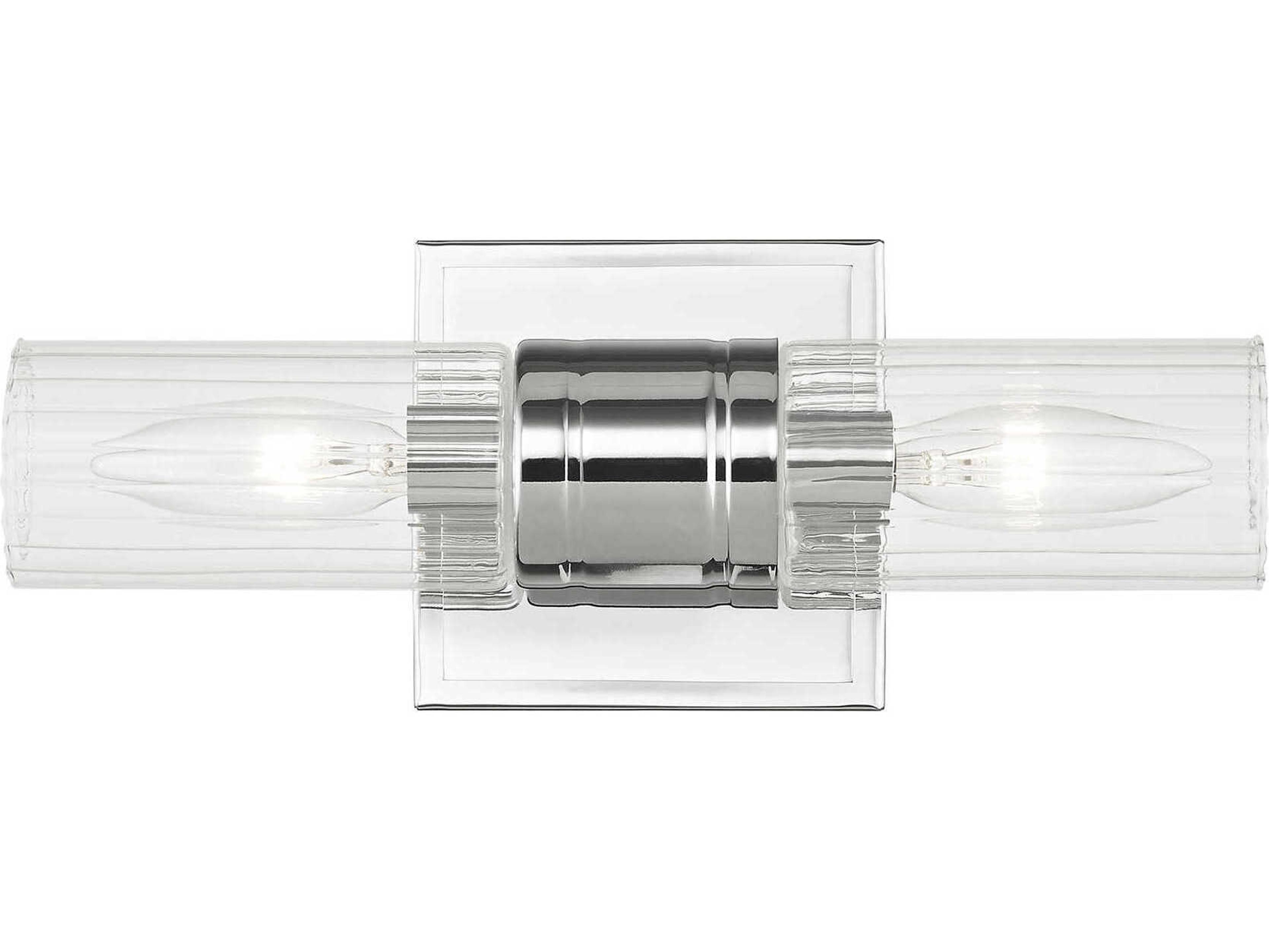 Livex Lighting Midtown 2-Light Polished Chrome Glass Vanity Light