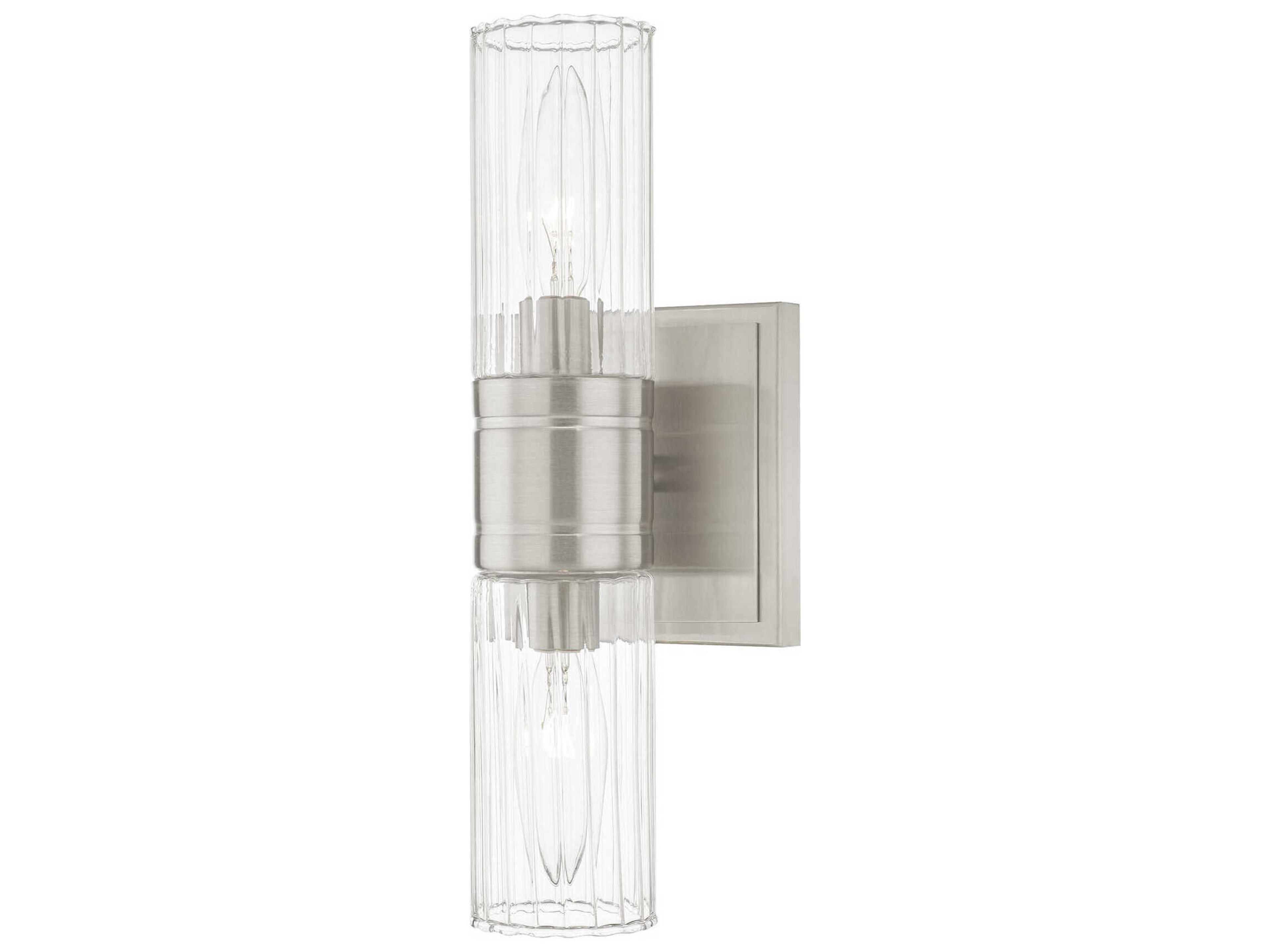 Midtown 2-Light Brushed Nickel Glass Vanity Light