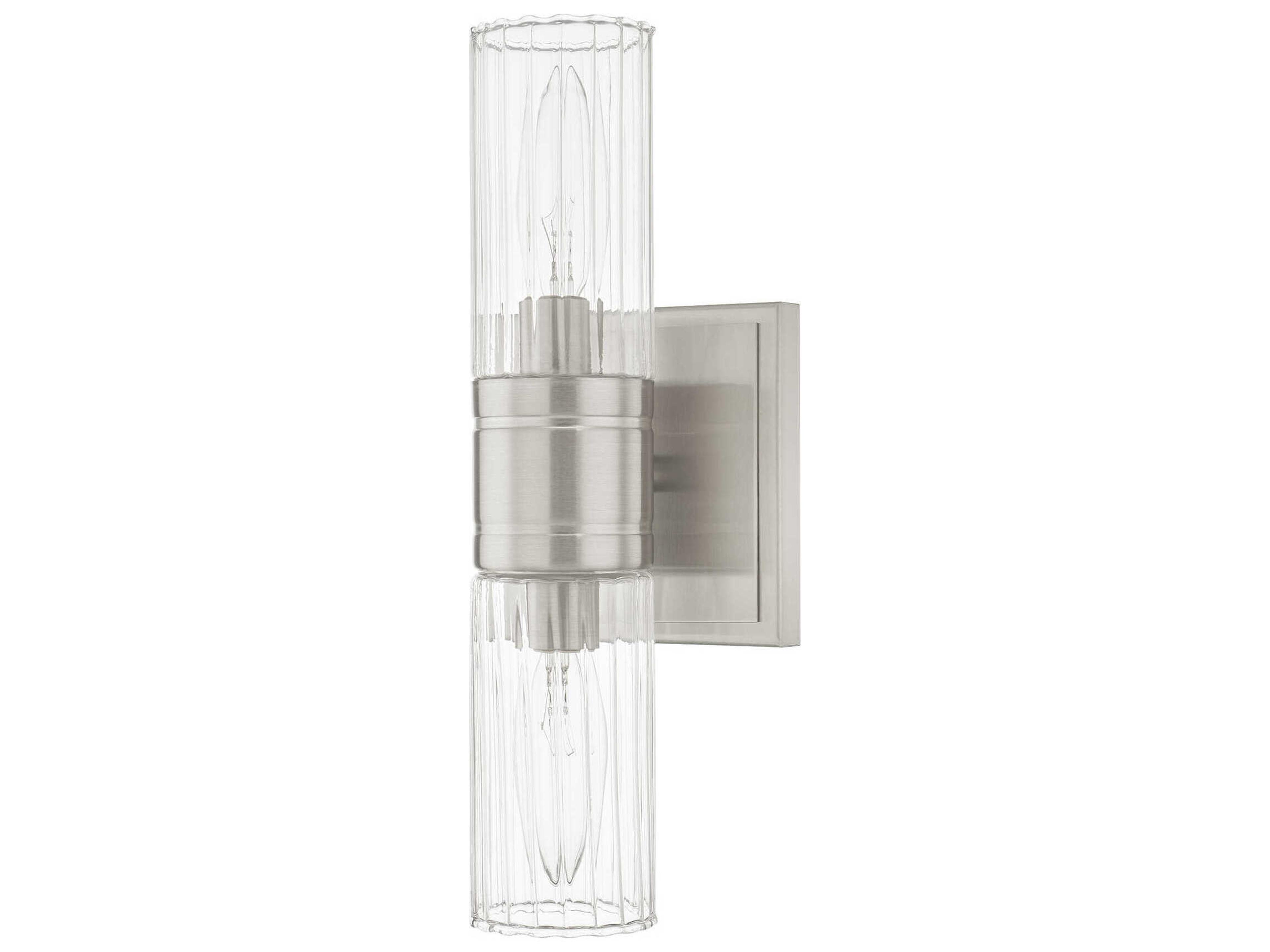 Livex Lighting Midtown 2-Light Brushed Nickel Glass Vanity Light