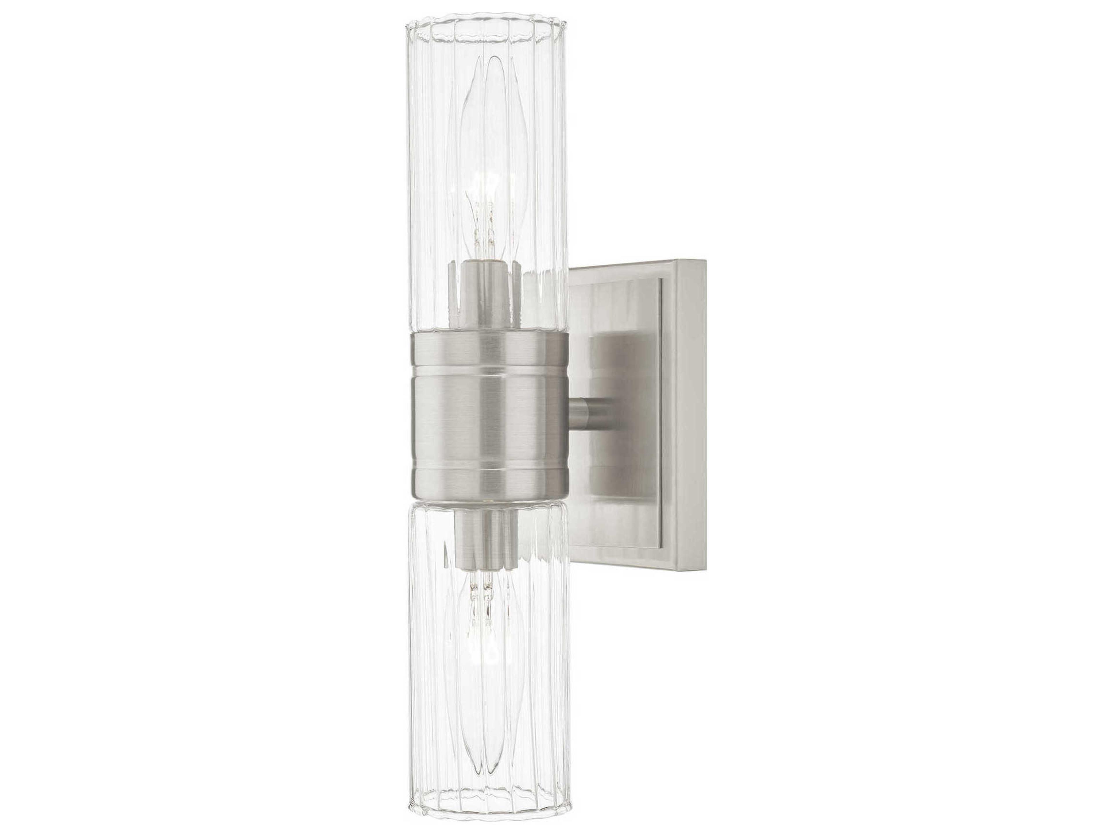 Livex Lighting Midtown 2-Light Brushed Nickel Glass Vanity Light