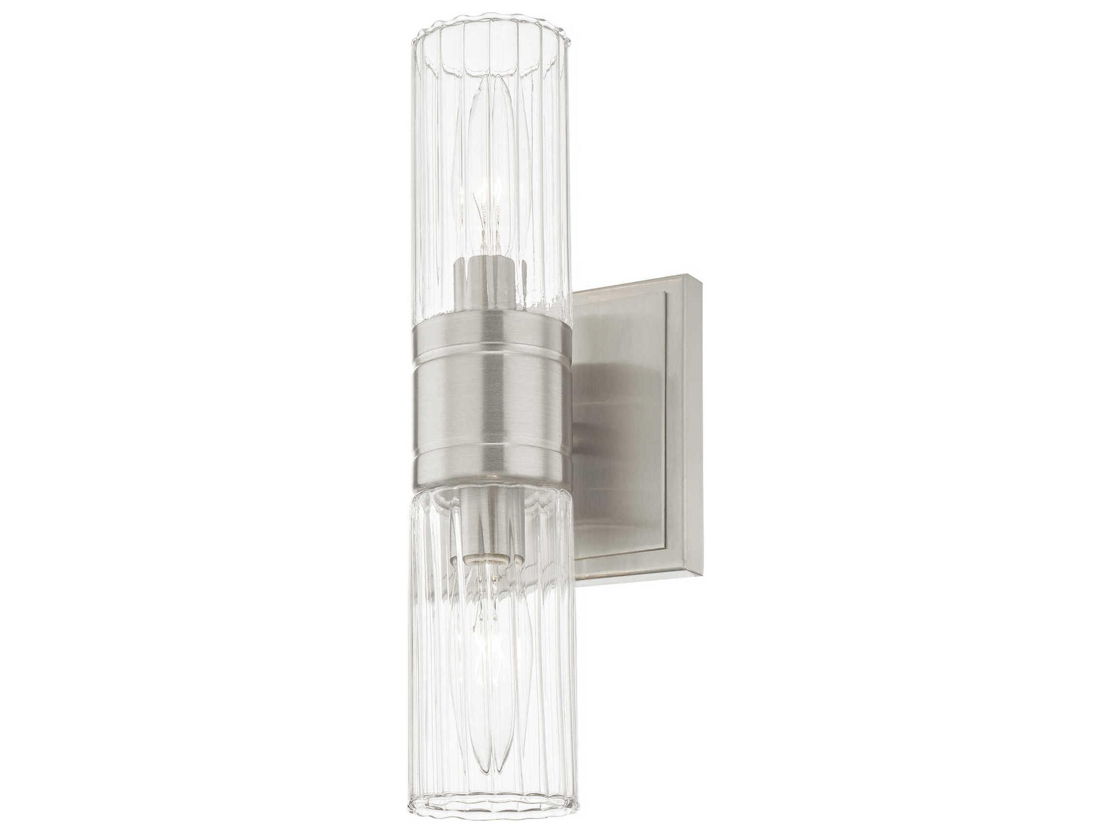 Livex Lighting Midtown 2-Light Brushed Nickel Glass Vanity Light