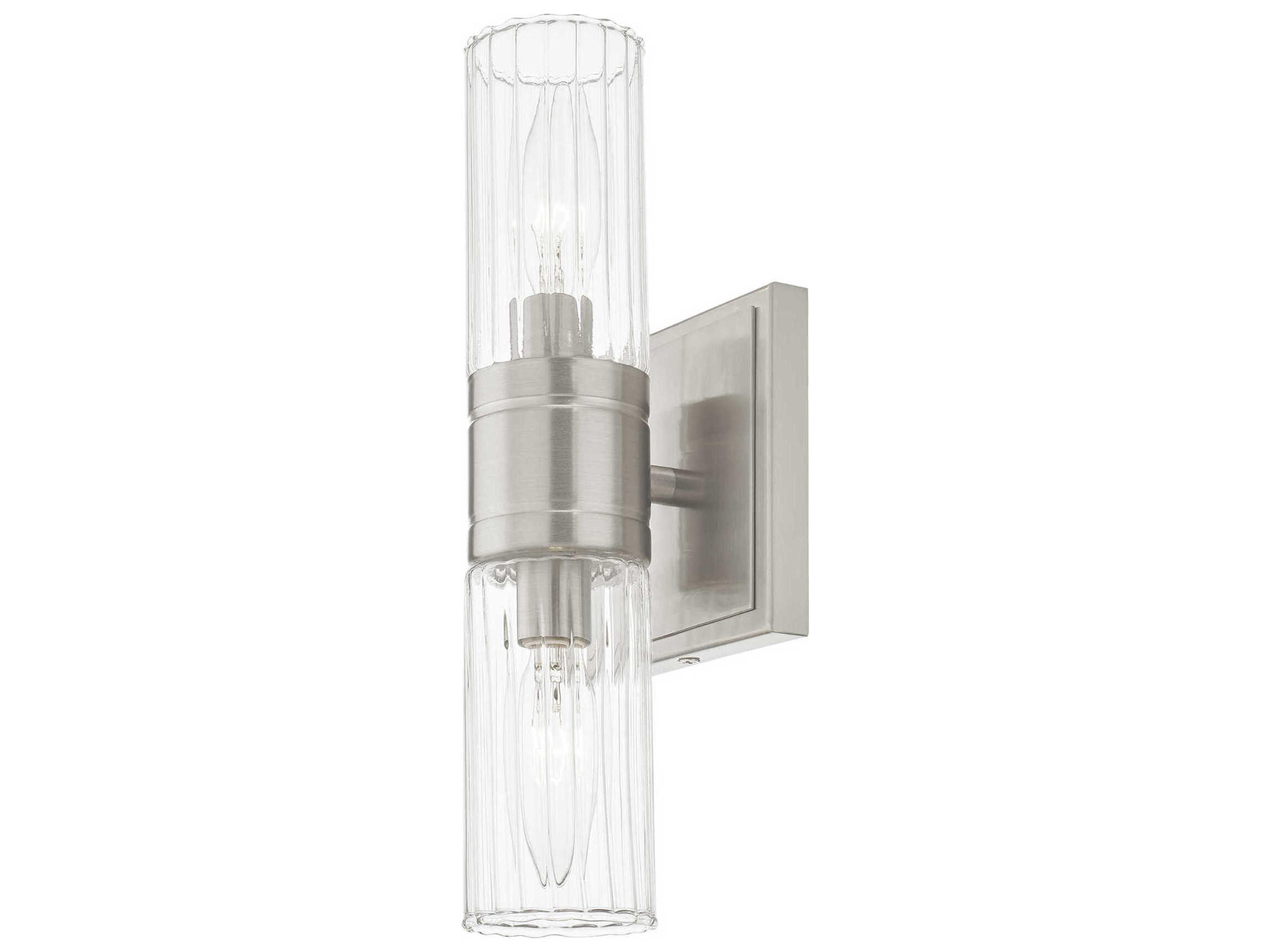 Livex Lighting Midtown 2-Light Brushed Nickel Glass Vanity Light
