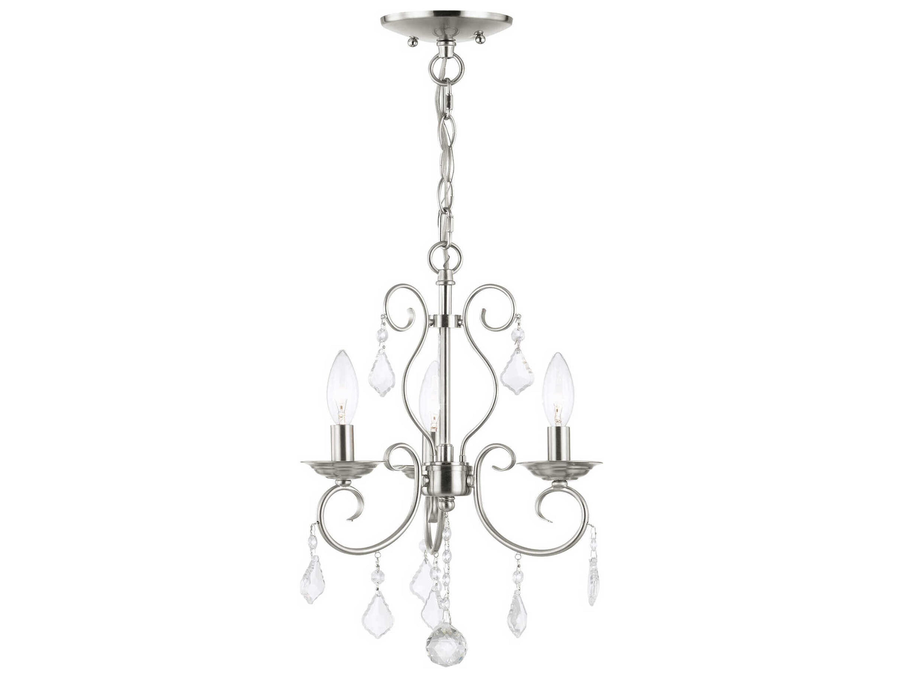 Donatella 3-Light Brushed Nickel Crystal Candelabra Chandelier