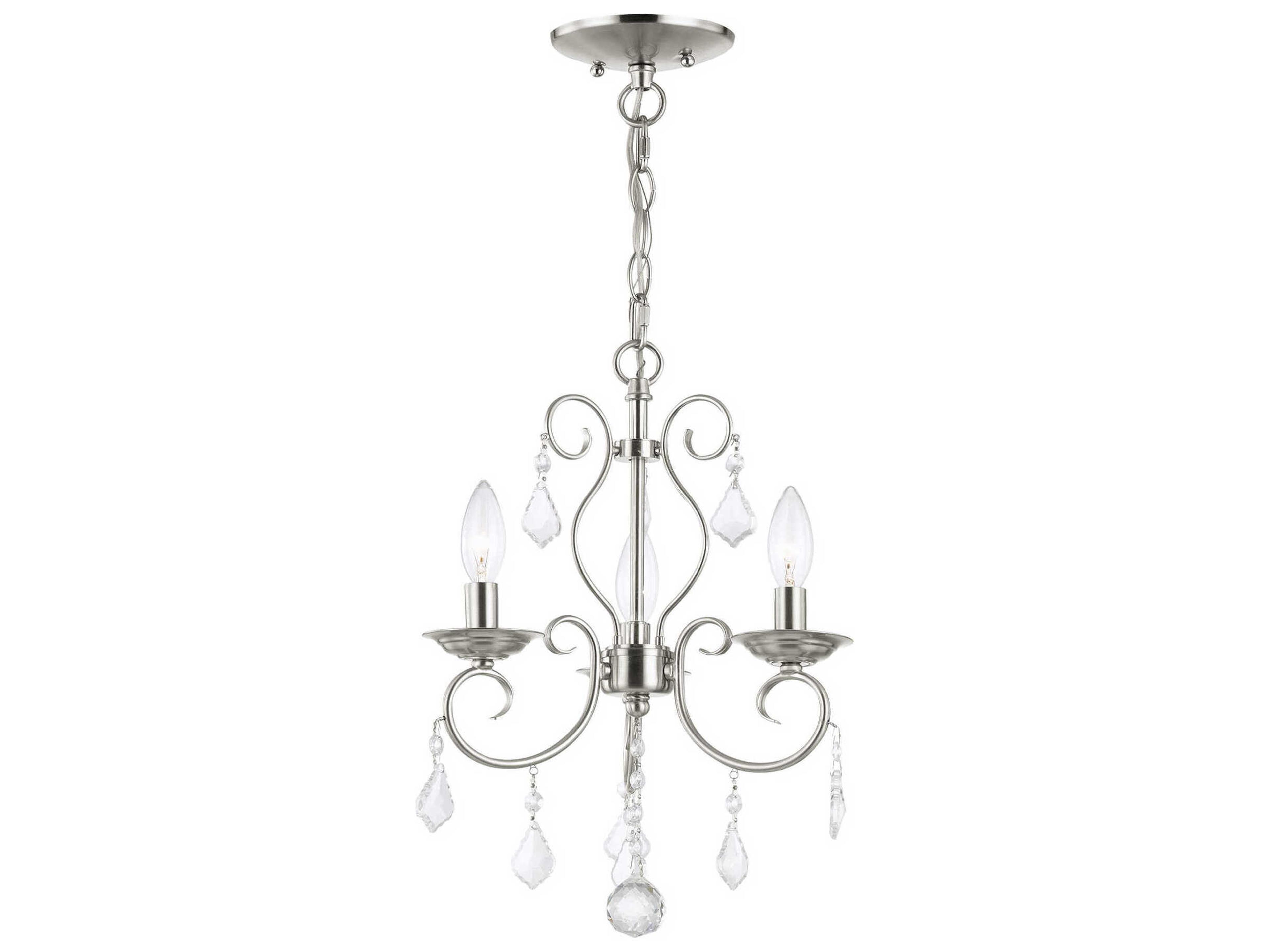 Livex Lighting Donatella 3-Light Brushed Nickel Crystal Candelabra Chandelier