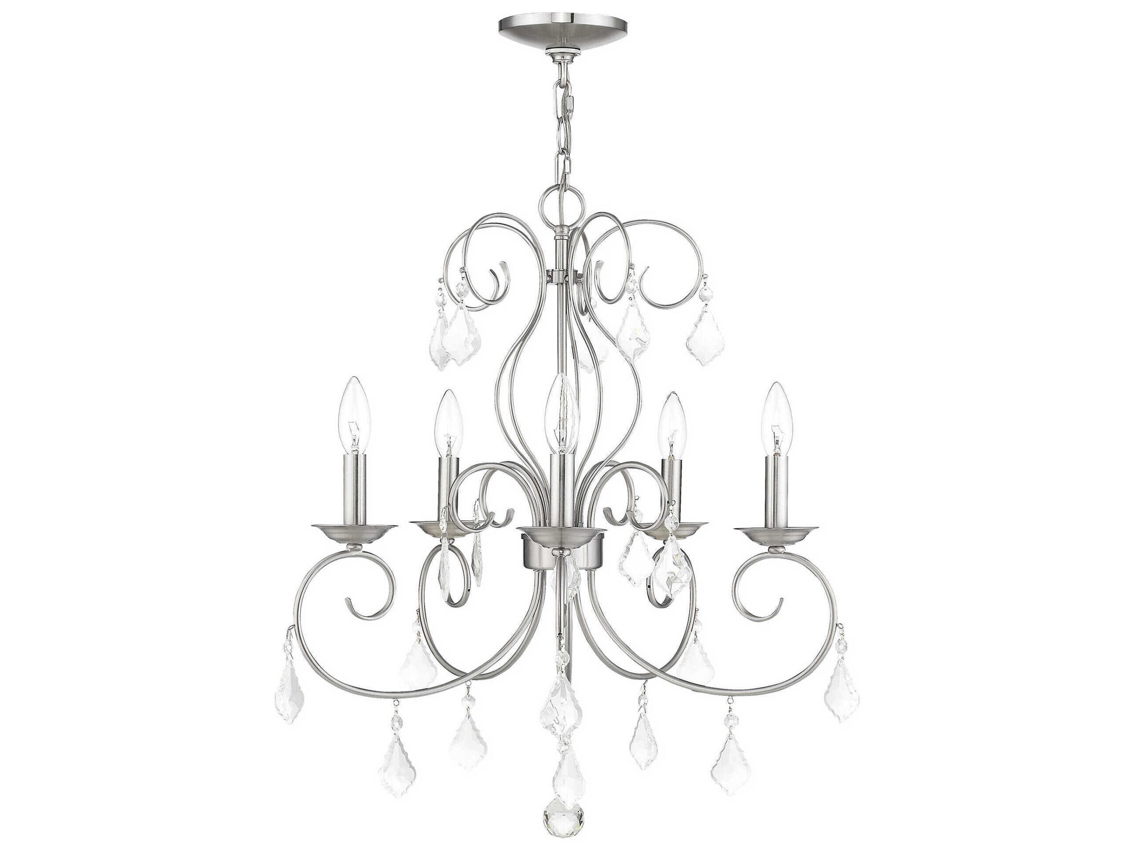 Livex Lighting Donatella 5-Light Brushed Nickel Crystal Candelabra Chandelier