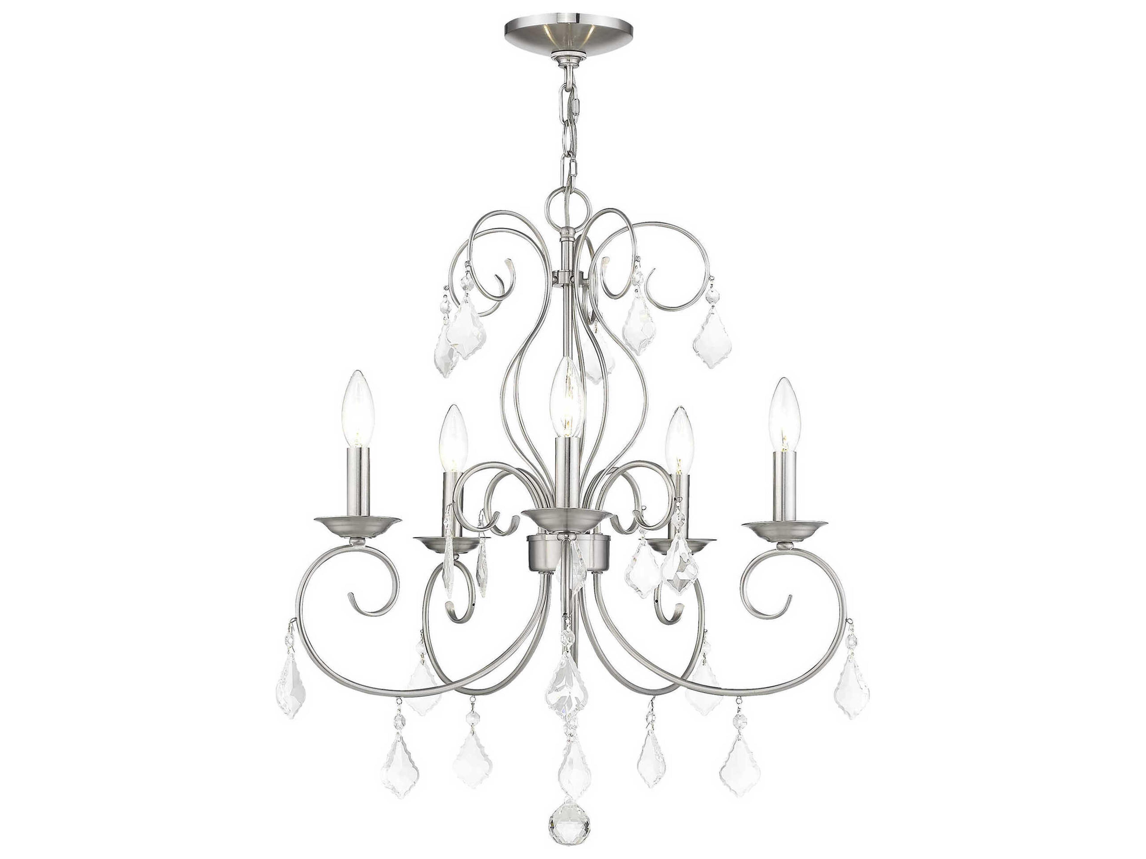 Livex Lighting Donatella 5-Light Brushed Nickel Crystal Candelabra Chandelier