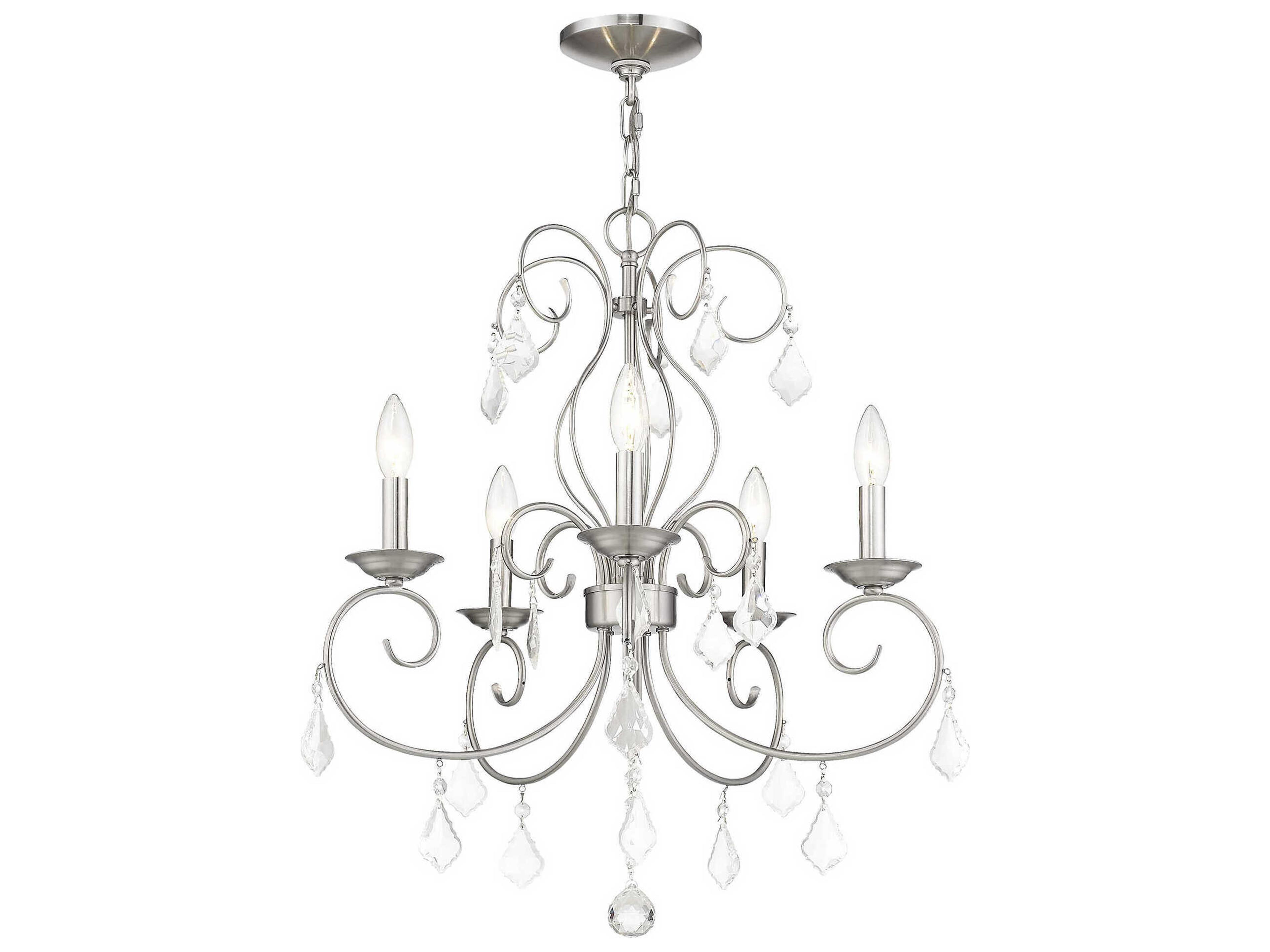 Livex Lighting Donatella 5-Light Brushed Nickel Crystal Candelabra Chandelier