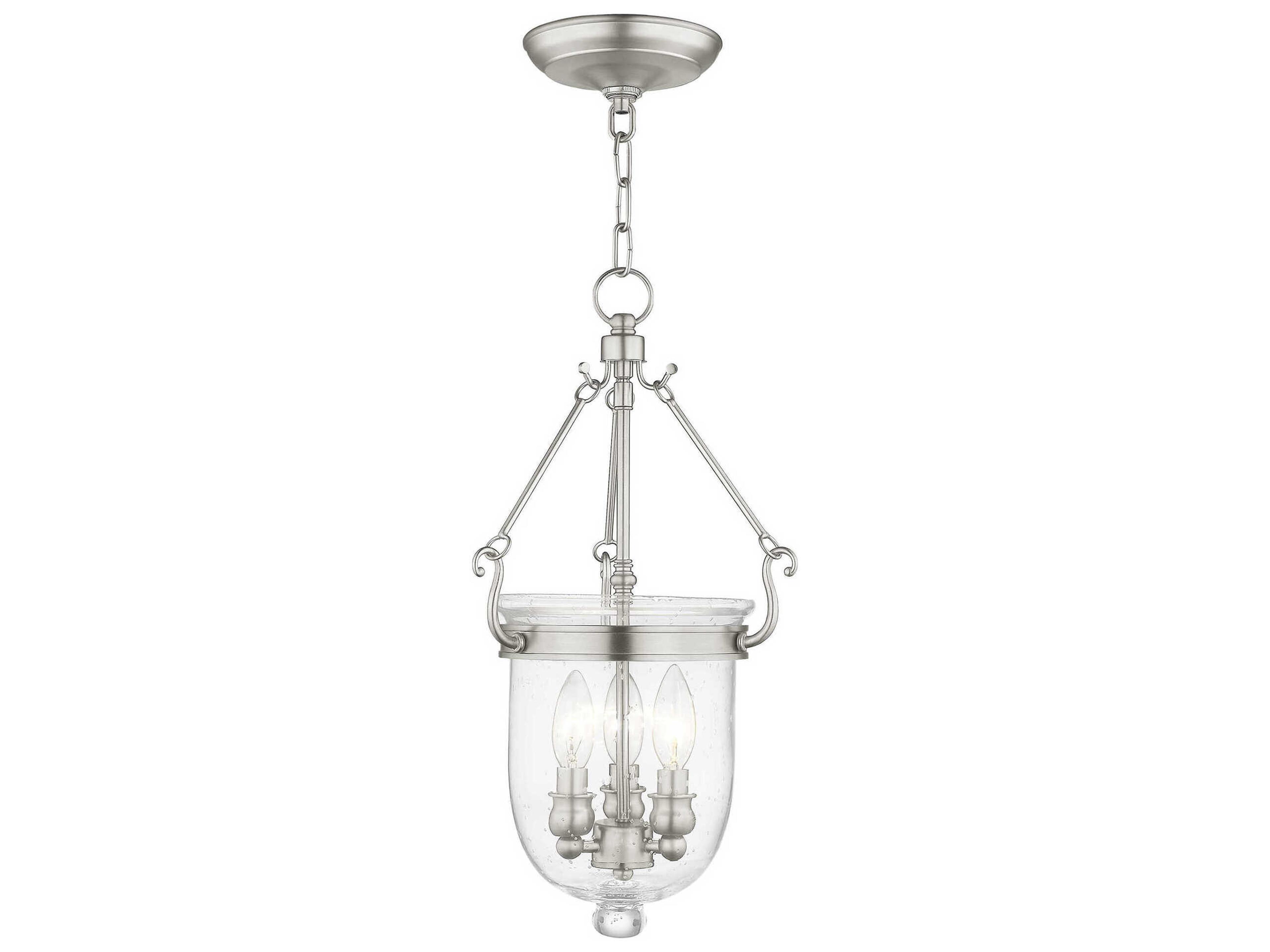 Jefferson 3-Light Brushed Nickel Glass Chandelier