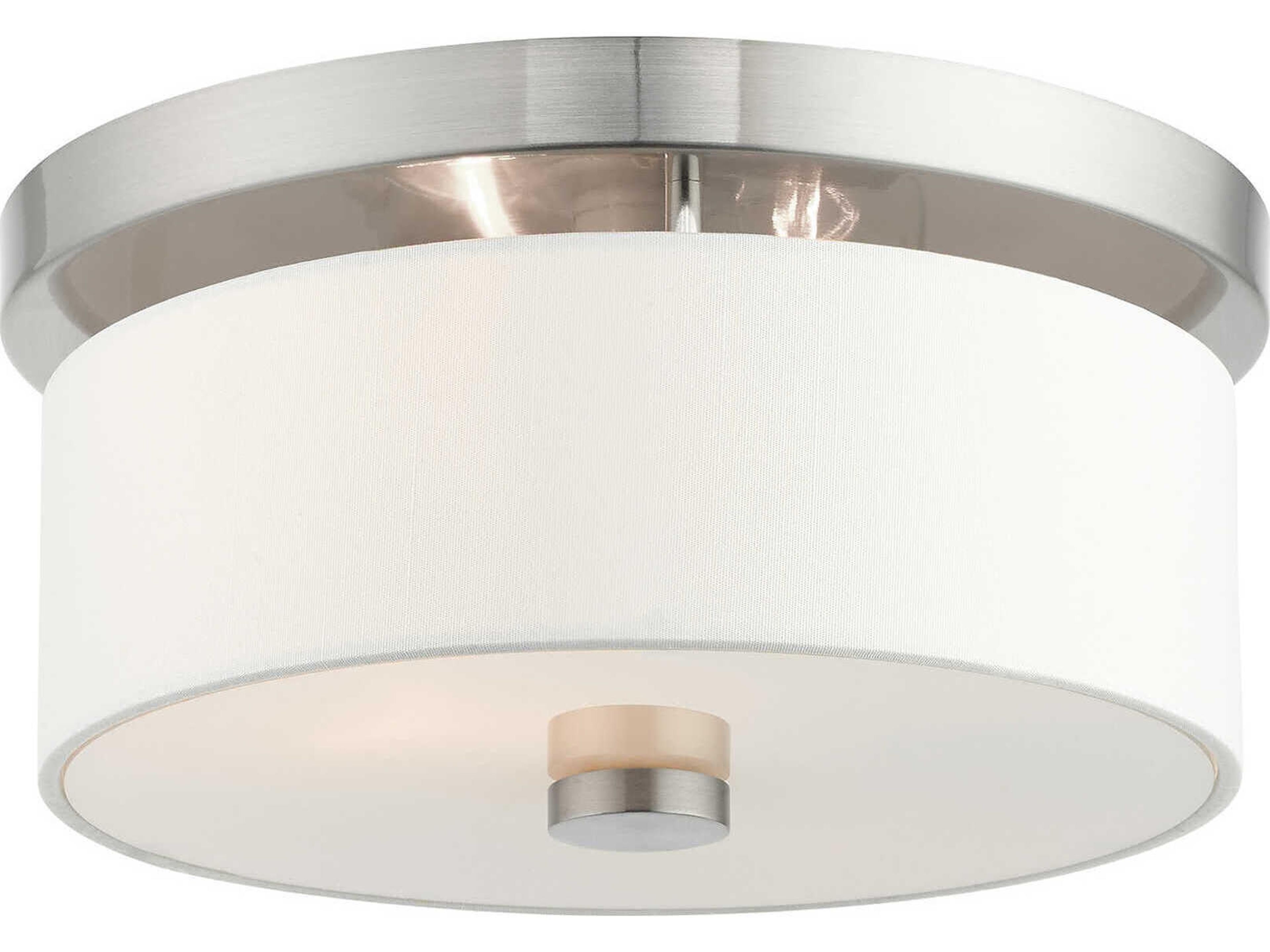Livex Lighting Meridian 2-Light Brushed Nickel Drum Flush Mount