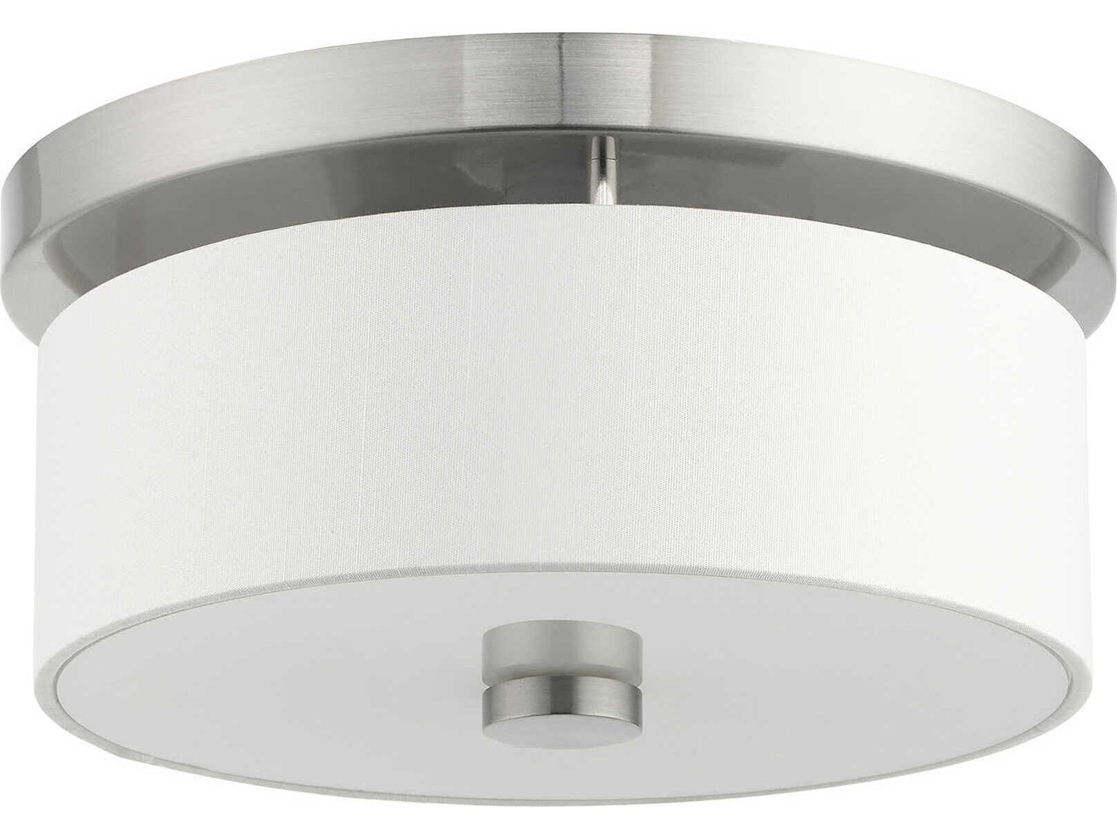 Livex Lighting Meridian 2-Light Brushed Nickel Drum Flush Mount