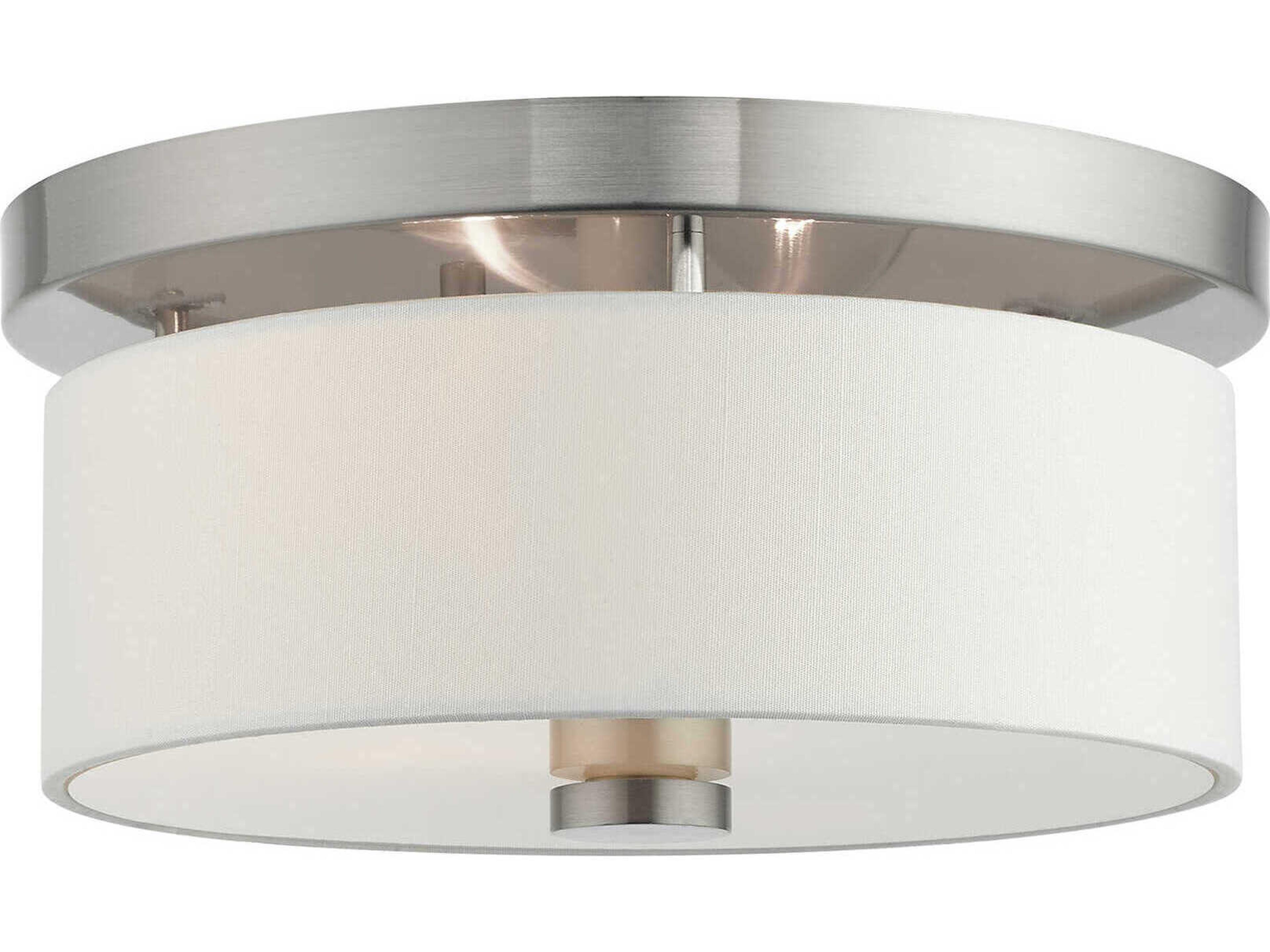 Livex Lighting Meridian 2-Light Brushed Nickel Drum Flush Mount