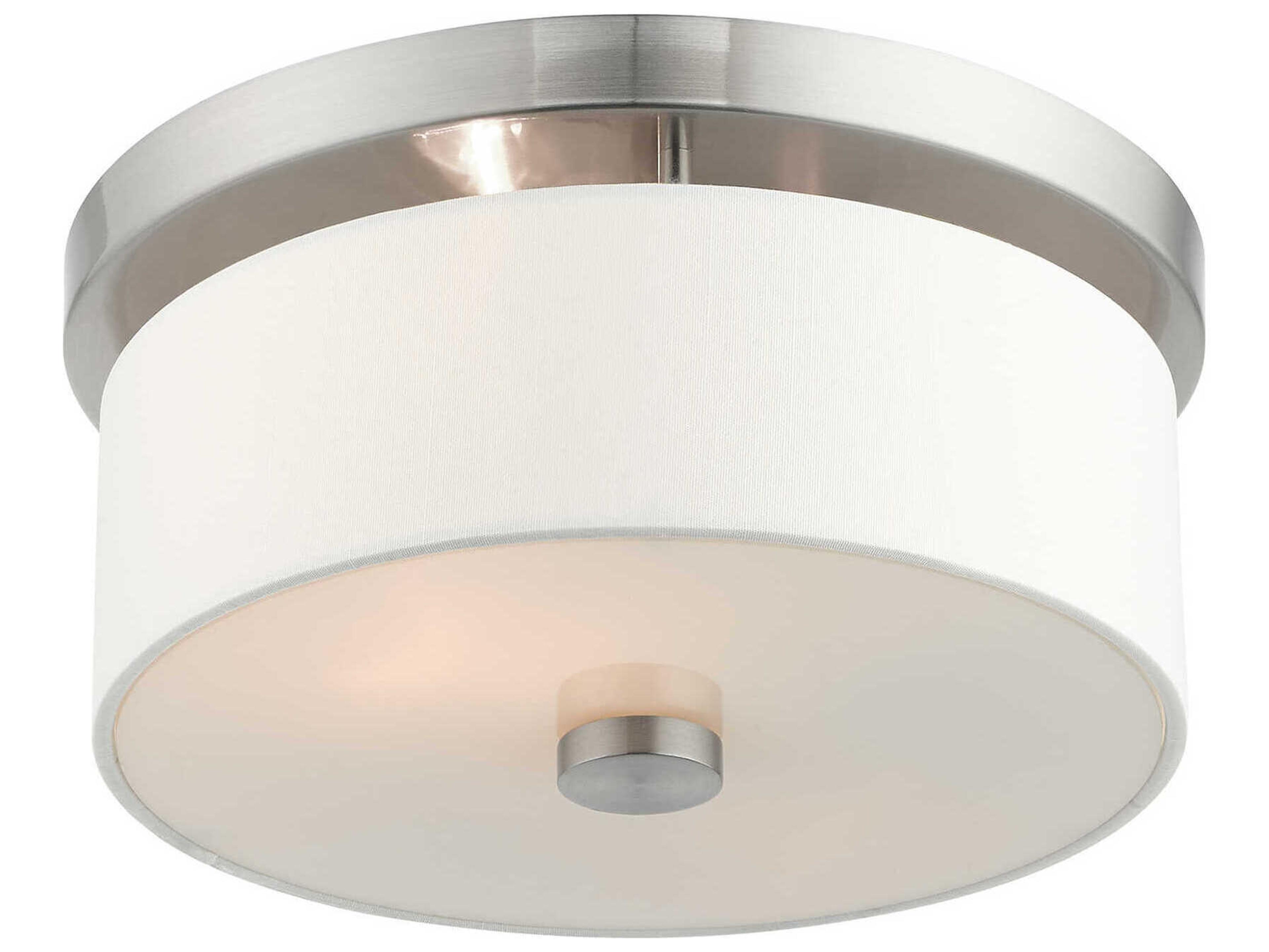 Livex Lighting Meridian 2-Light Brushed Nickel Drum Flush Mount