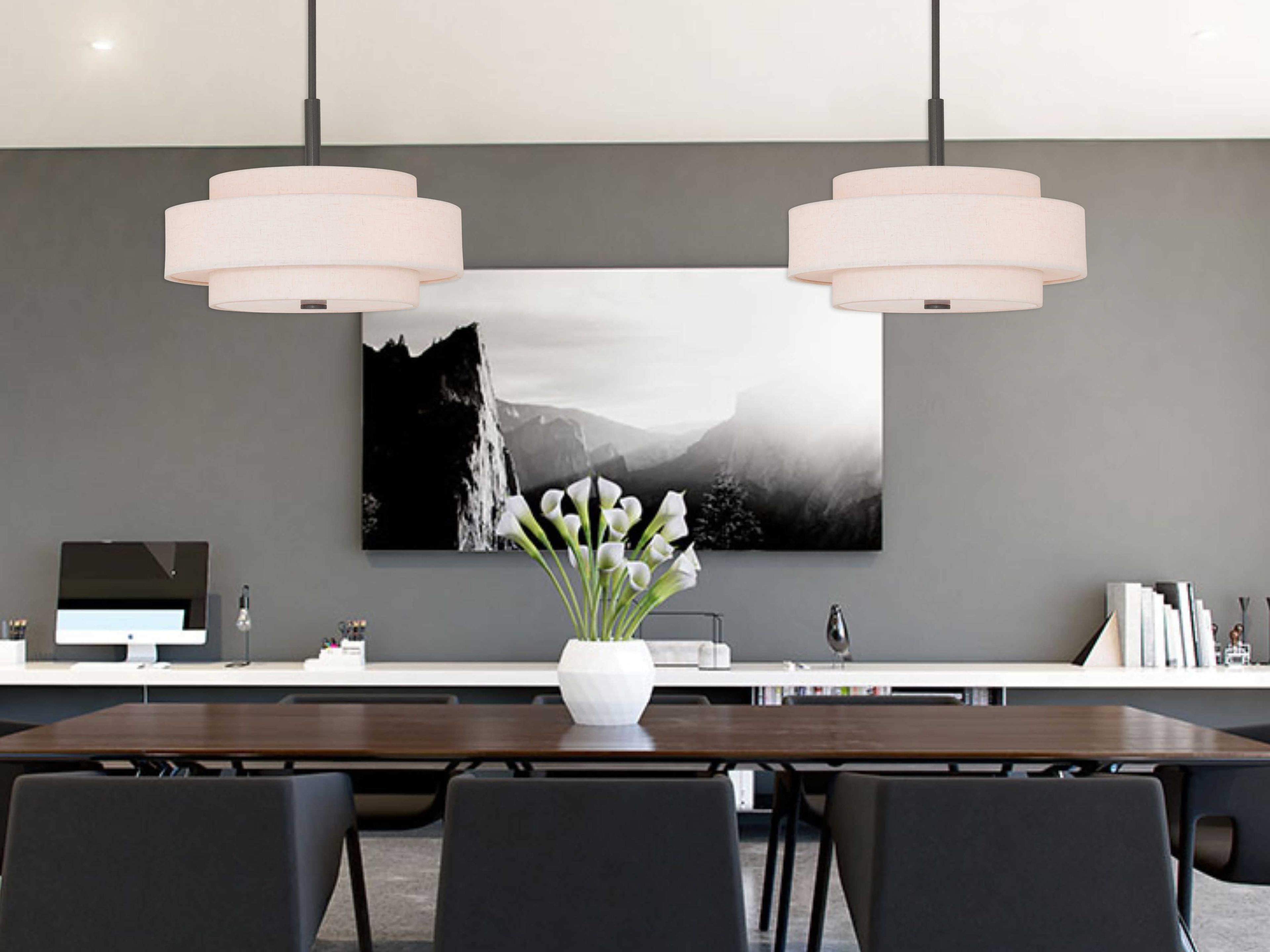 Livex Lighting Meridian 5-Light Bronze Cylinder Drum Pendant