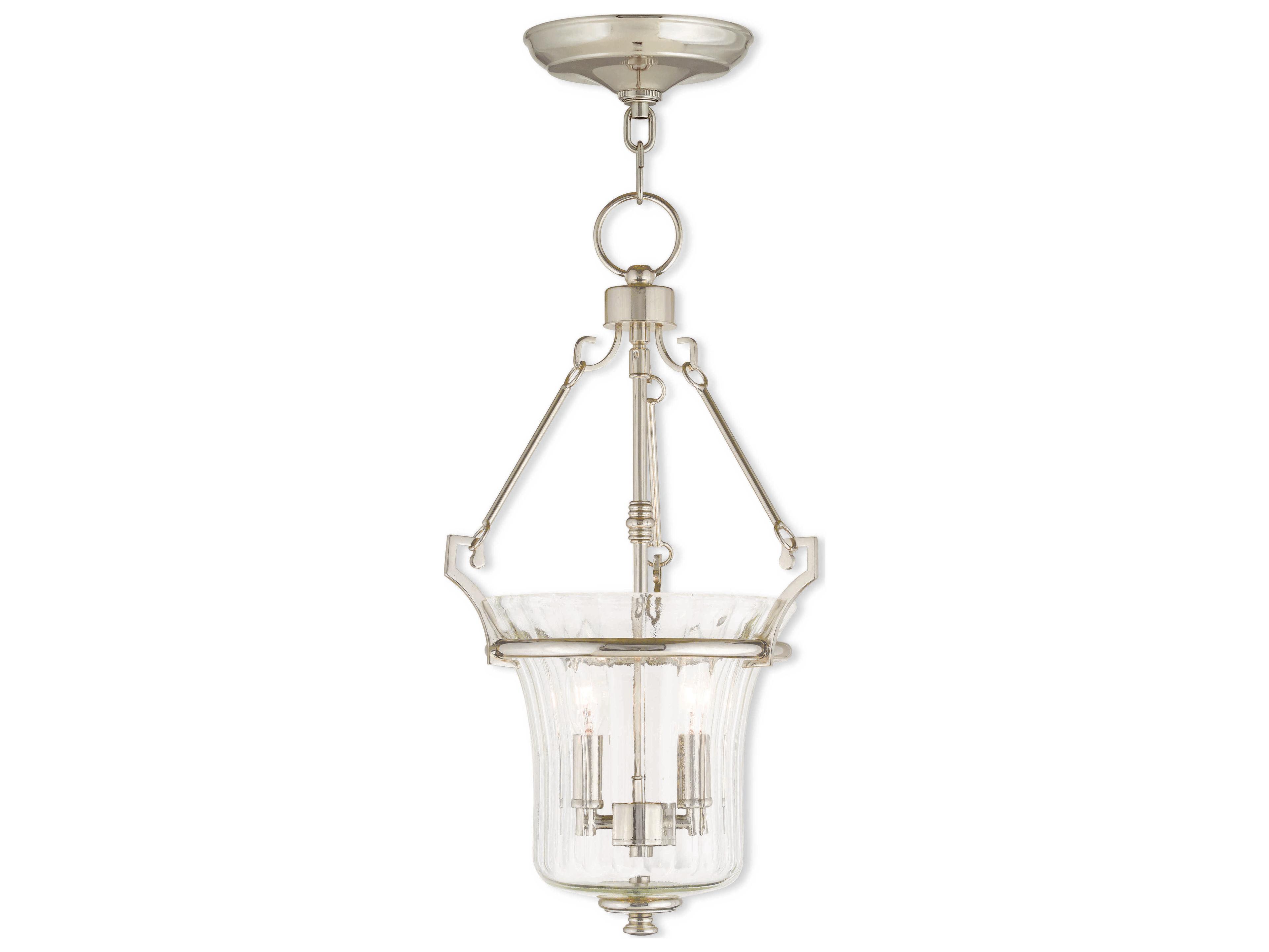 Cortland 2-Light Polished Nickel Glass Candelabra Chandelier