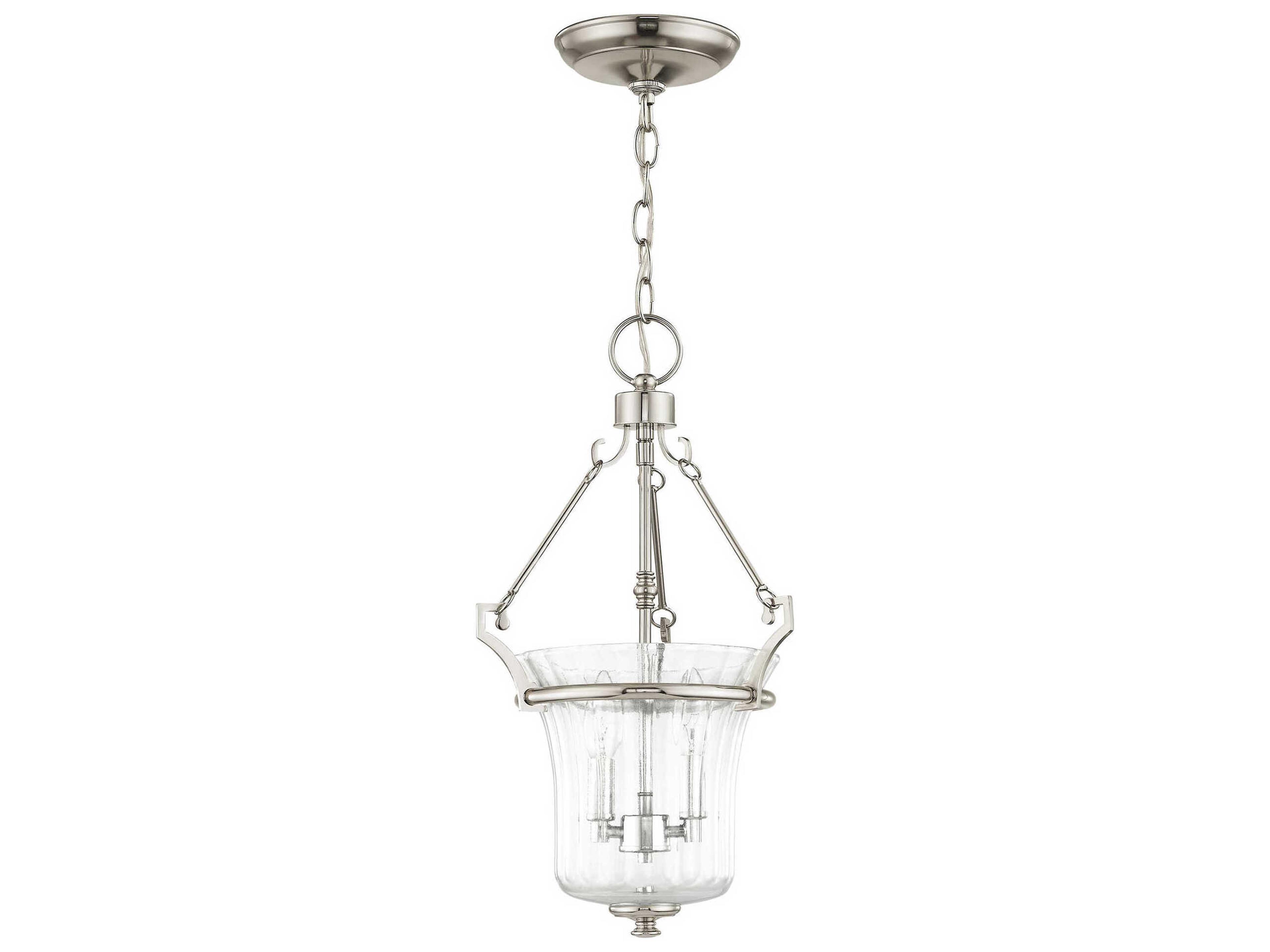 Livex Lighting Cortland 2-Light Polished Nickel Glass Candelabra Chandelier