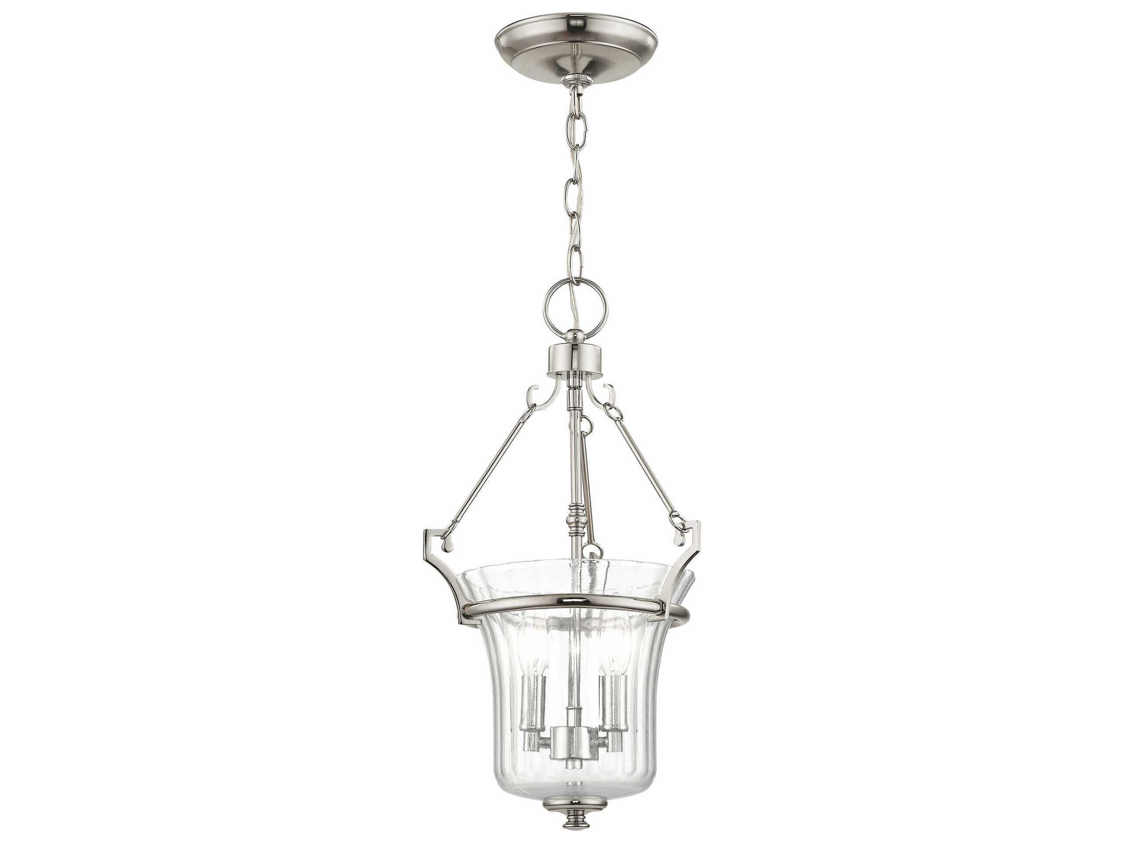 Livex Lighting Cortland 2-Light Polished Nickel Glass Candelabra Chandelier