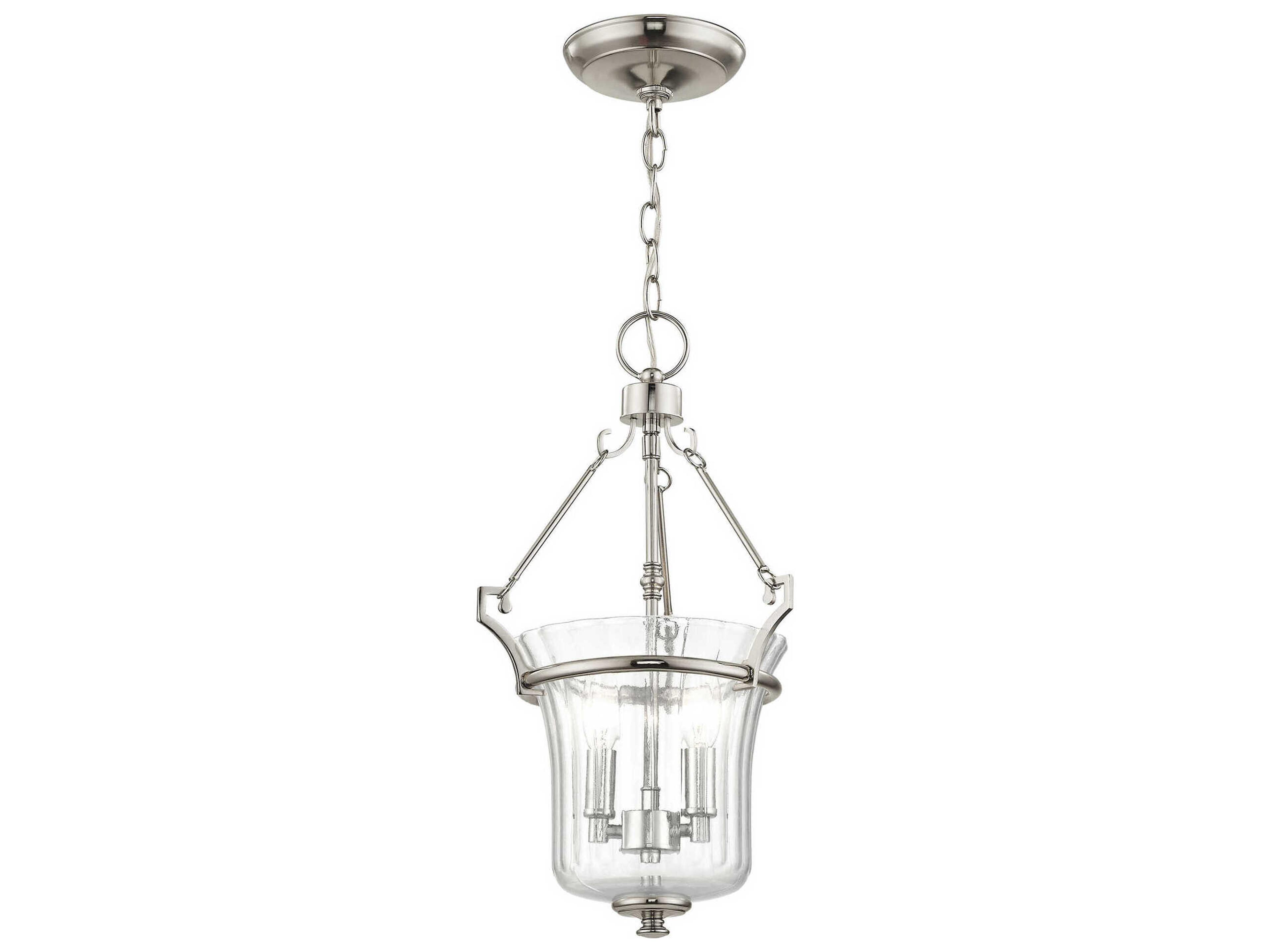 Livex Lighting Cortland 2-Light Polished Nickel Glass Candelabra Chandelier