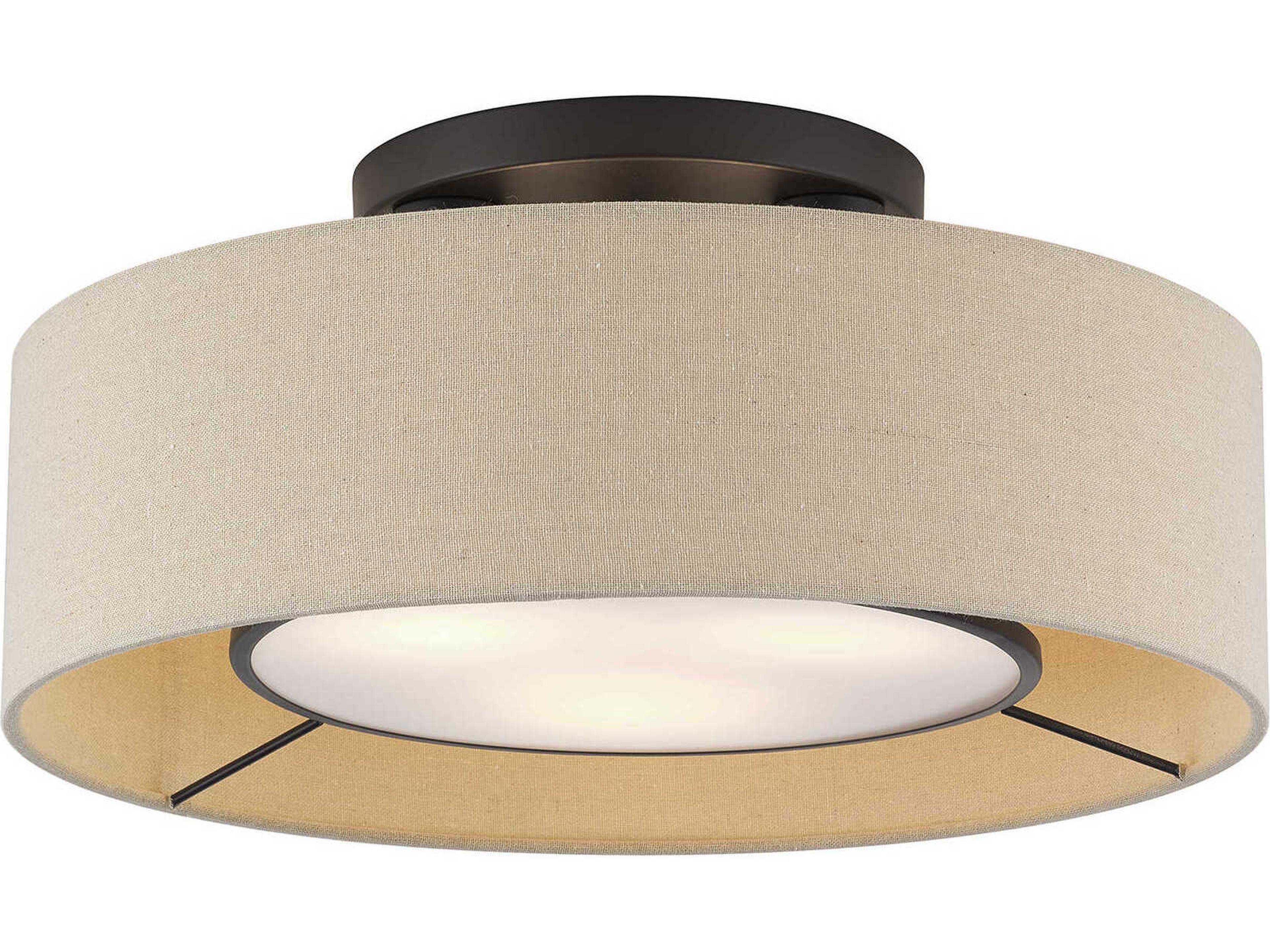 Ellsworth 3-Light Bronze Drum Semi Flush Mount