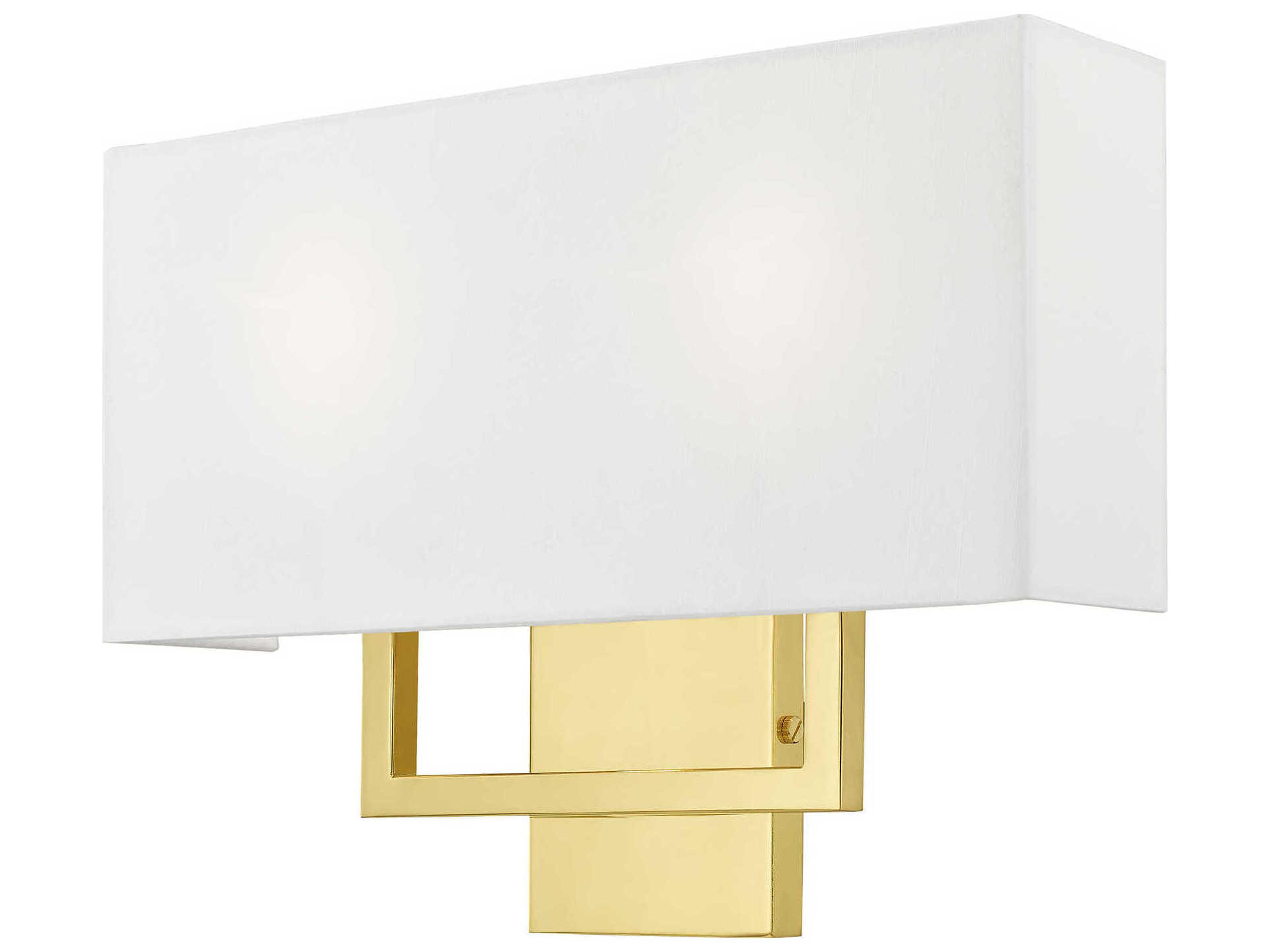 Livex Lighting Pierson 2-Light Polished Brass White Wall Sconce