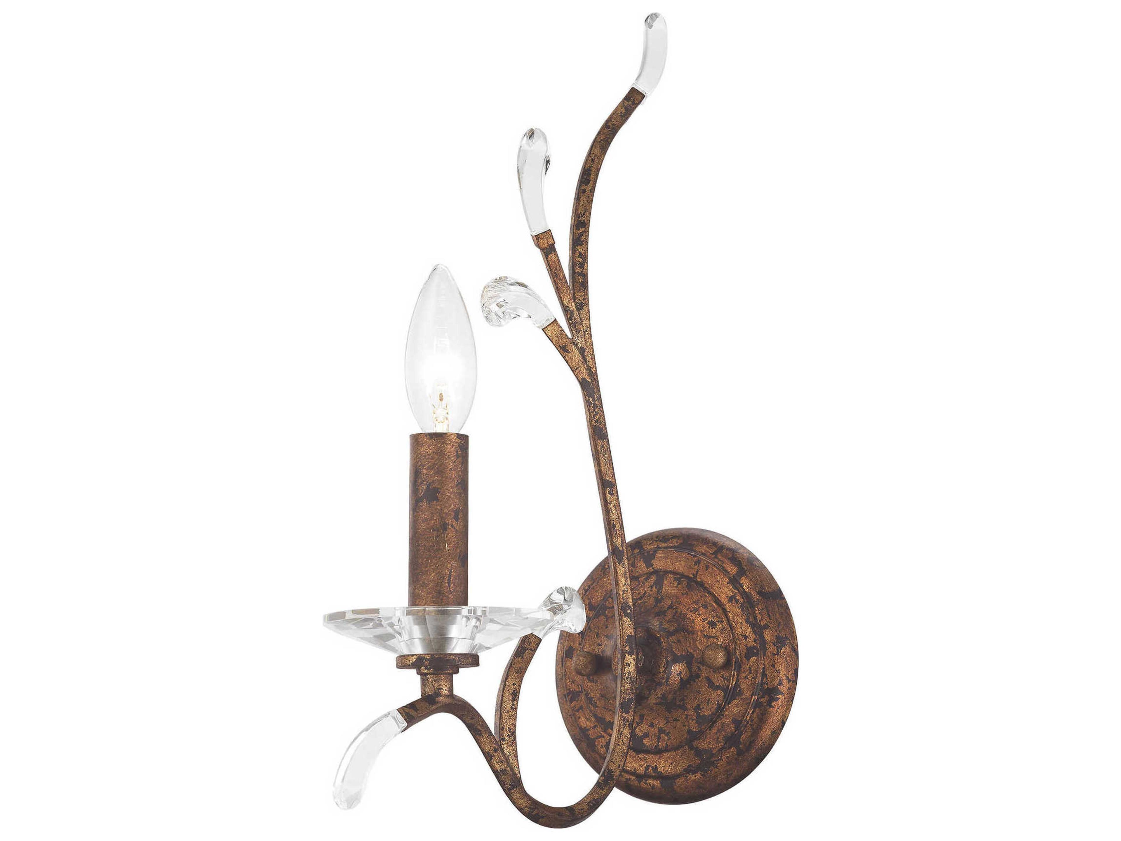 Livex Lighting Serafina 1-Light Hand Applied Venetian Golden Bronze Crystal Wall Sconce