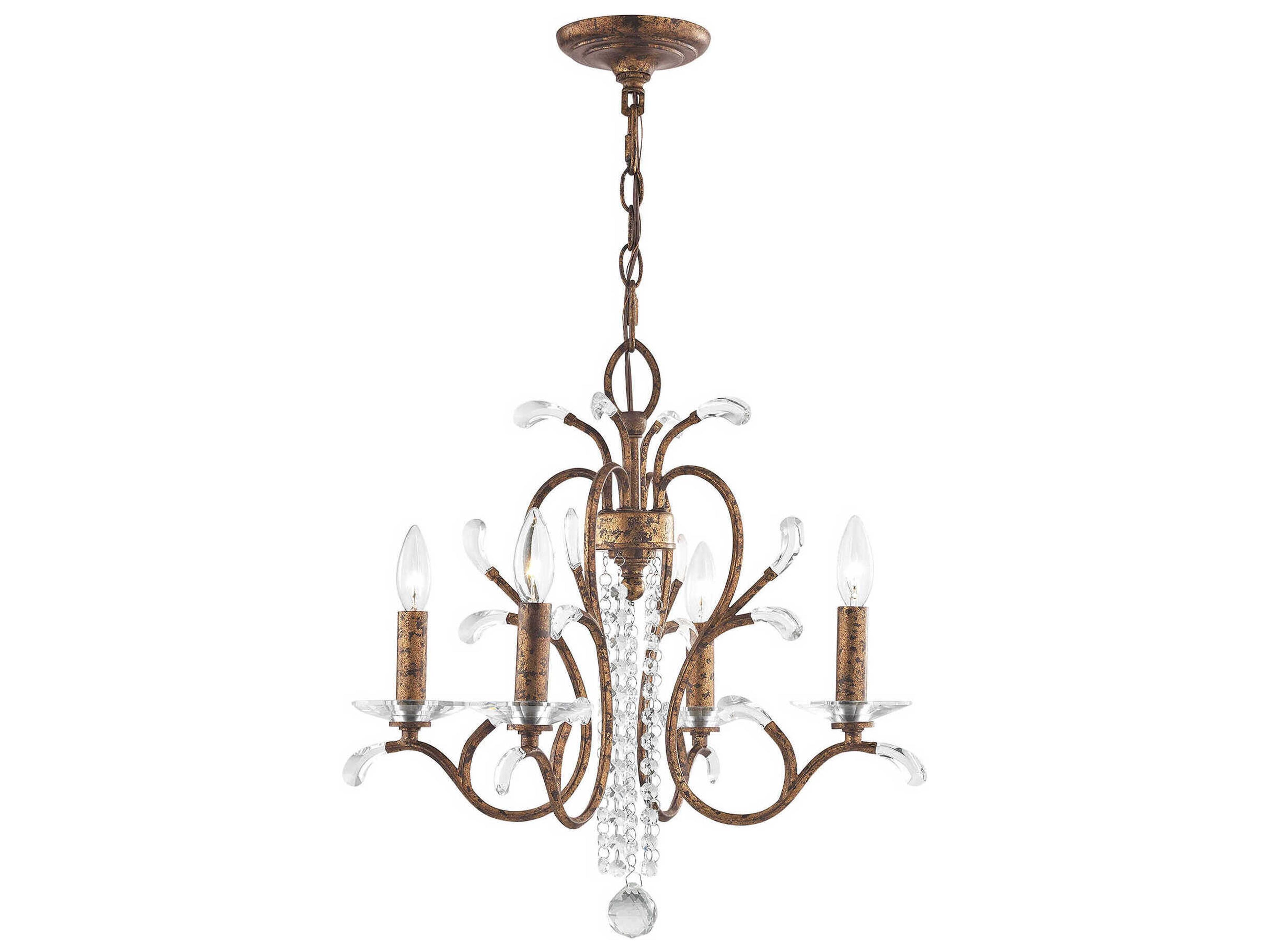 Livex Lighting Serafina 4-Light Hand Applied Venetian Golden Bronze Candelabra Chandelier