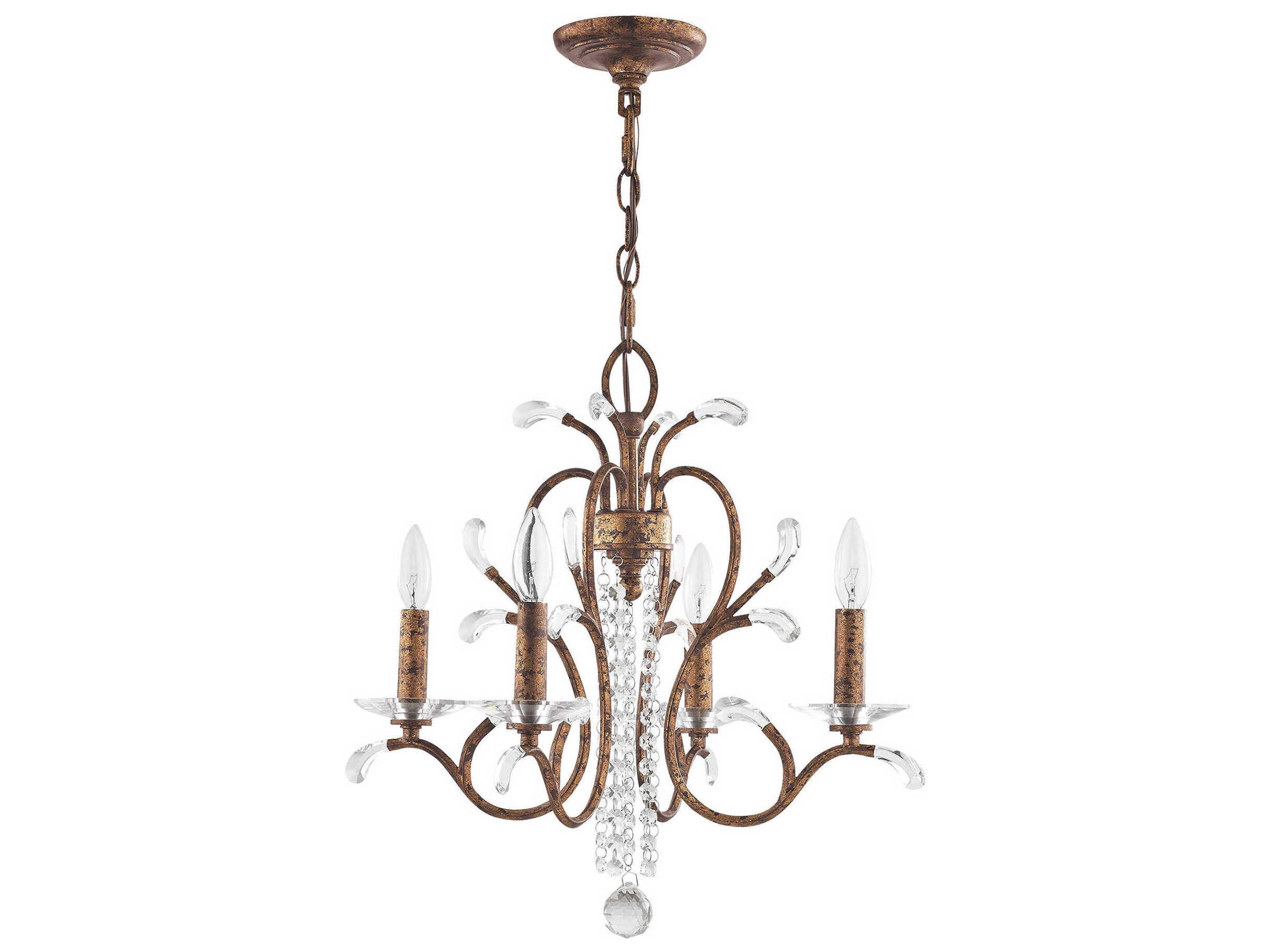 Livex Lighting Serafina 4-Light Hand Applied Venetian Golden Bronze Candelabra Chandelier