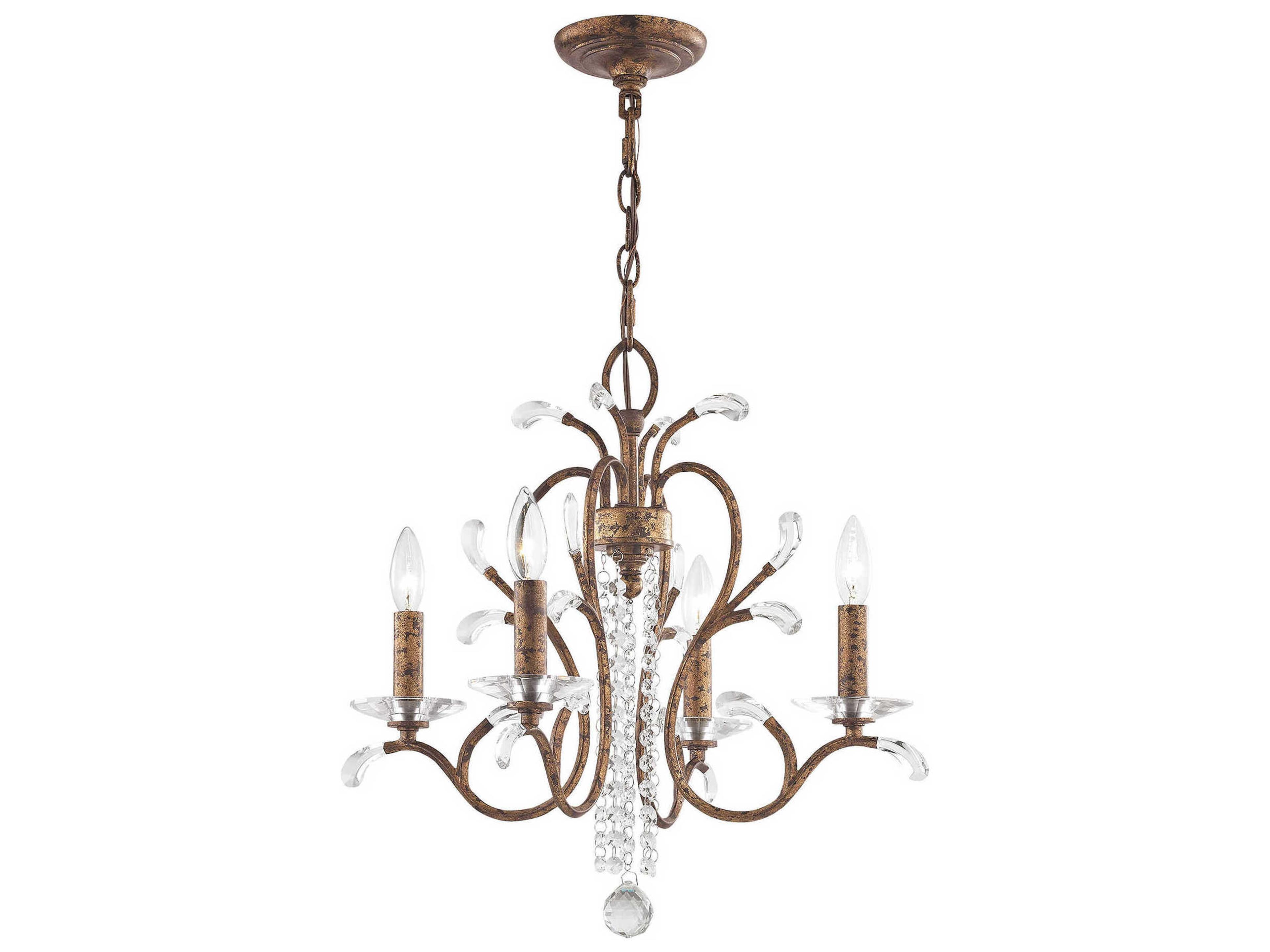 Livex Lighting Serafina 4-Light Hand Applied Venetian Golden Bronze Candelabra Chandelier