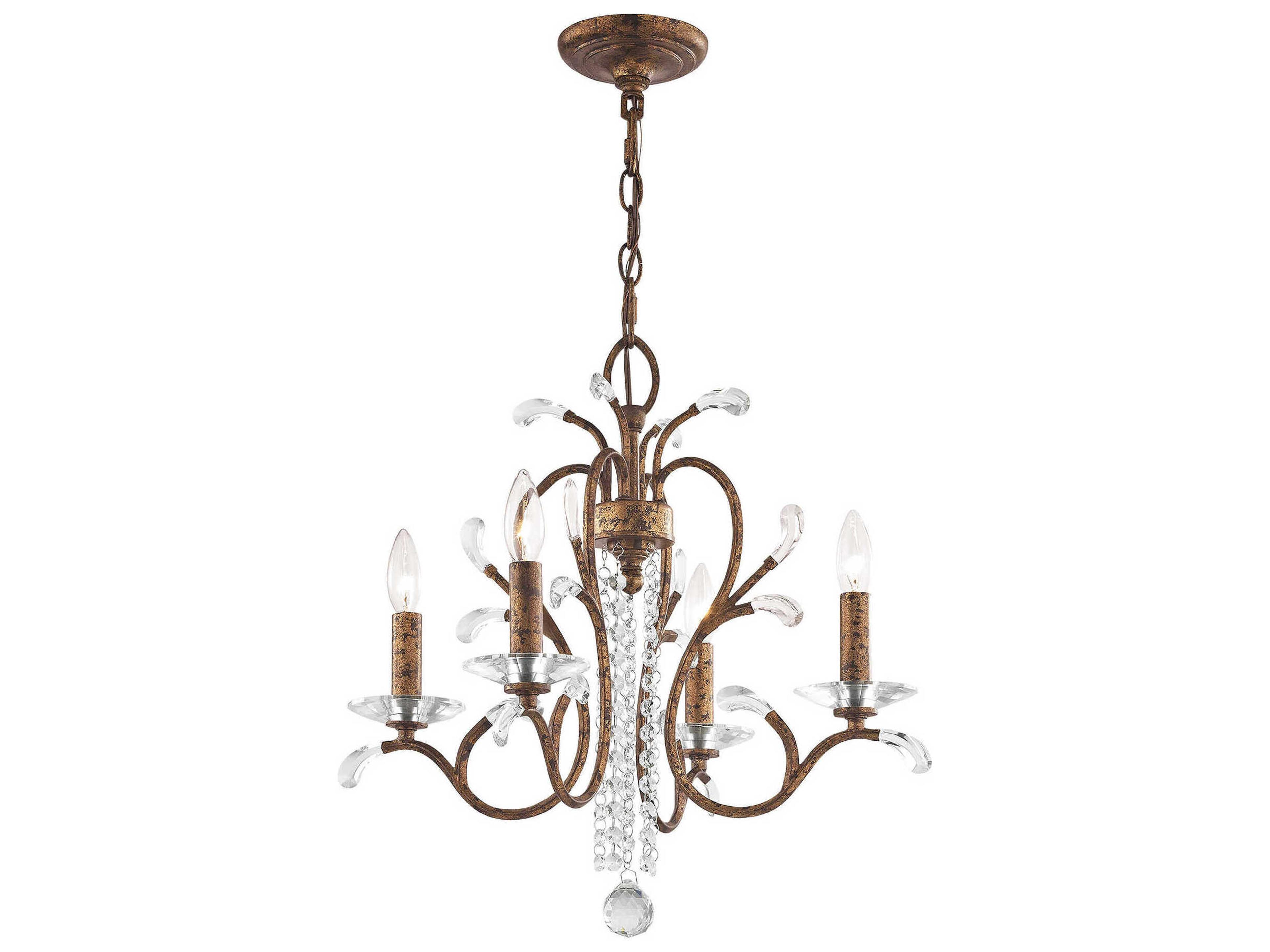 Livex Lighting Serafina 4-Light Hand Applied Venetian Golden Bronze Candelabra Chandelier