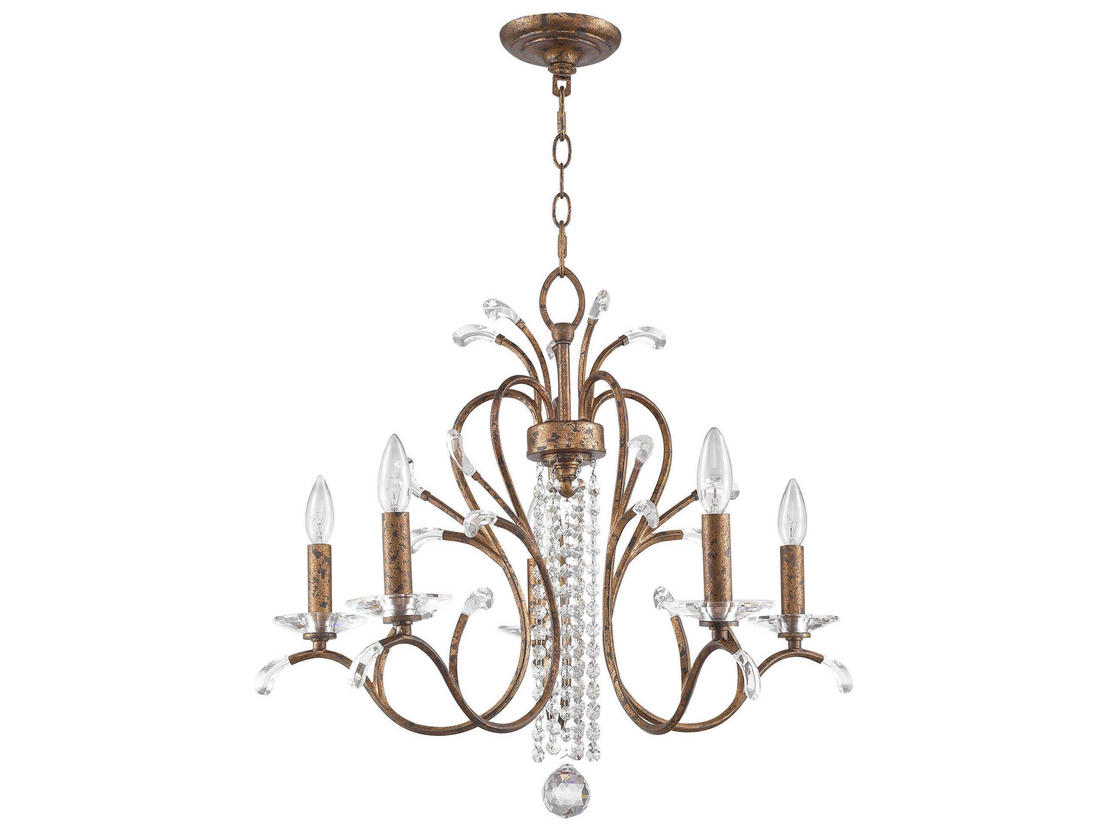 Livex Lighting Serafina 5-Light Hand Applied Venetian Golden Bronze Crystal Candelabra Chandelier