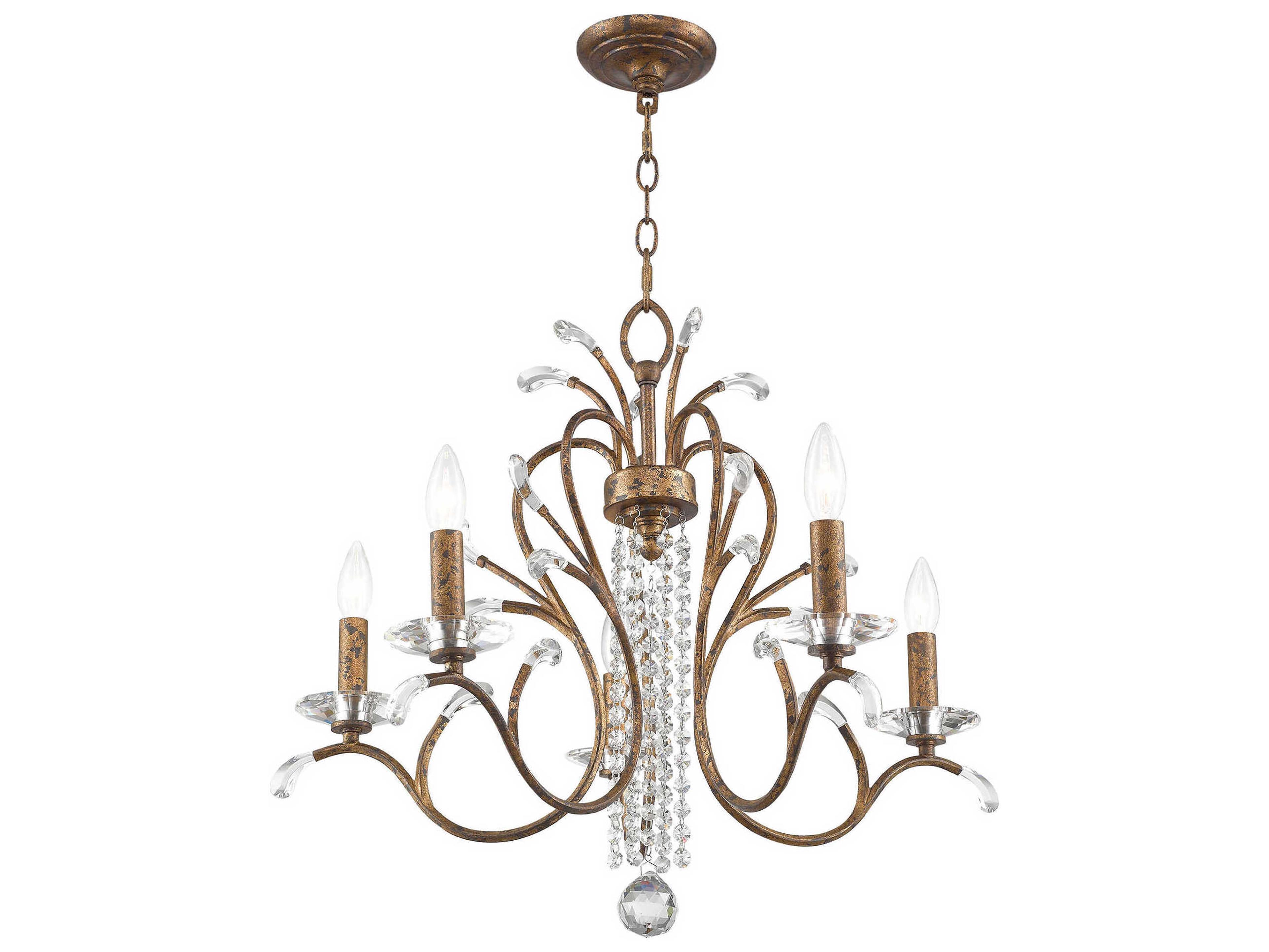 Livex Lighting Serafina 5-Light Hand Applied Venetian Golden Bronze Crystal Candelabra Chandelier