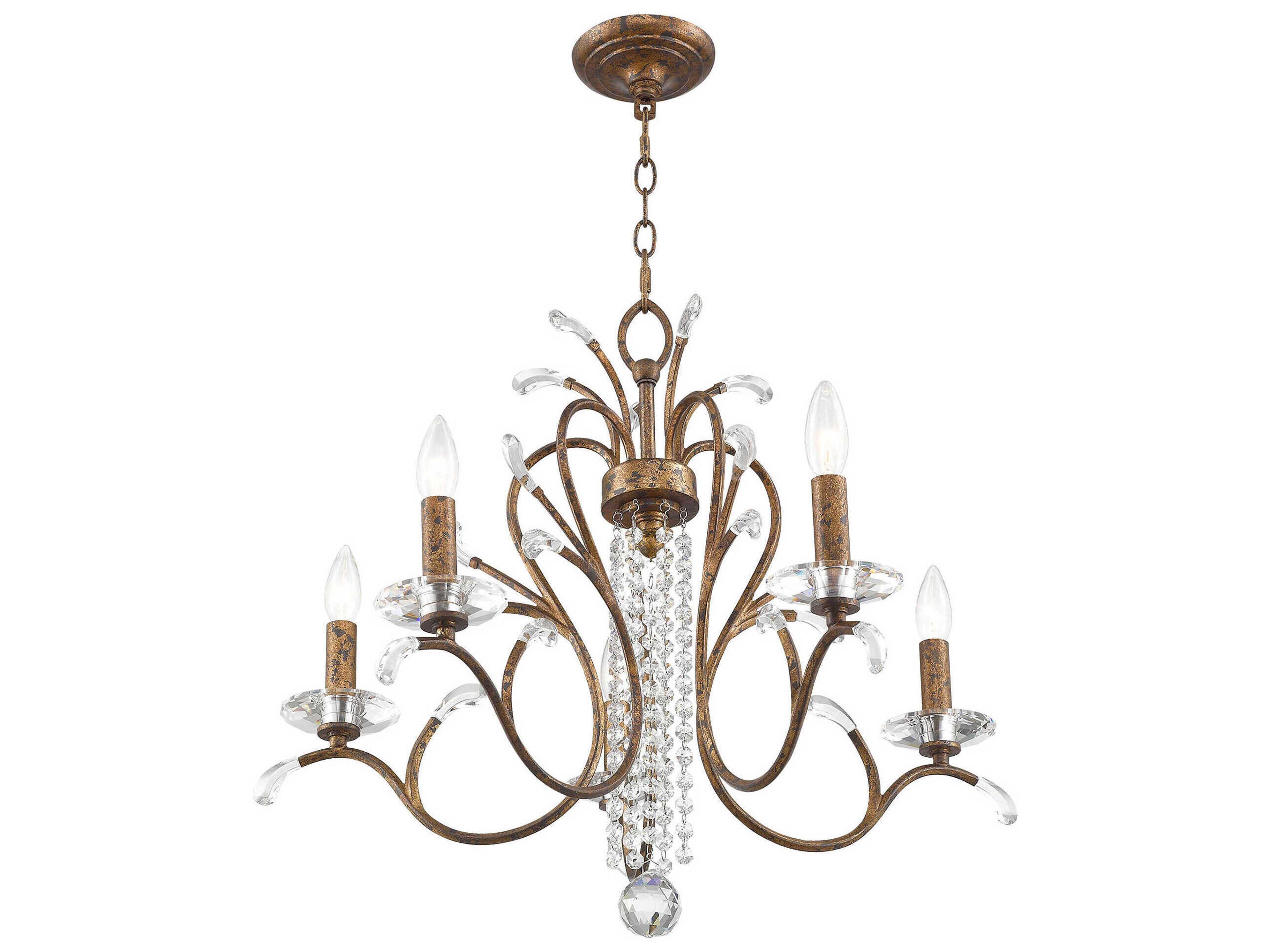 Livex Lighting Serafina 5-Light Hand Applied Venetian Golden Bronze Crystal Candelabra Chandelier