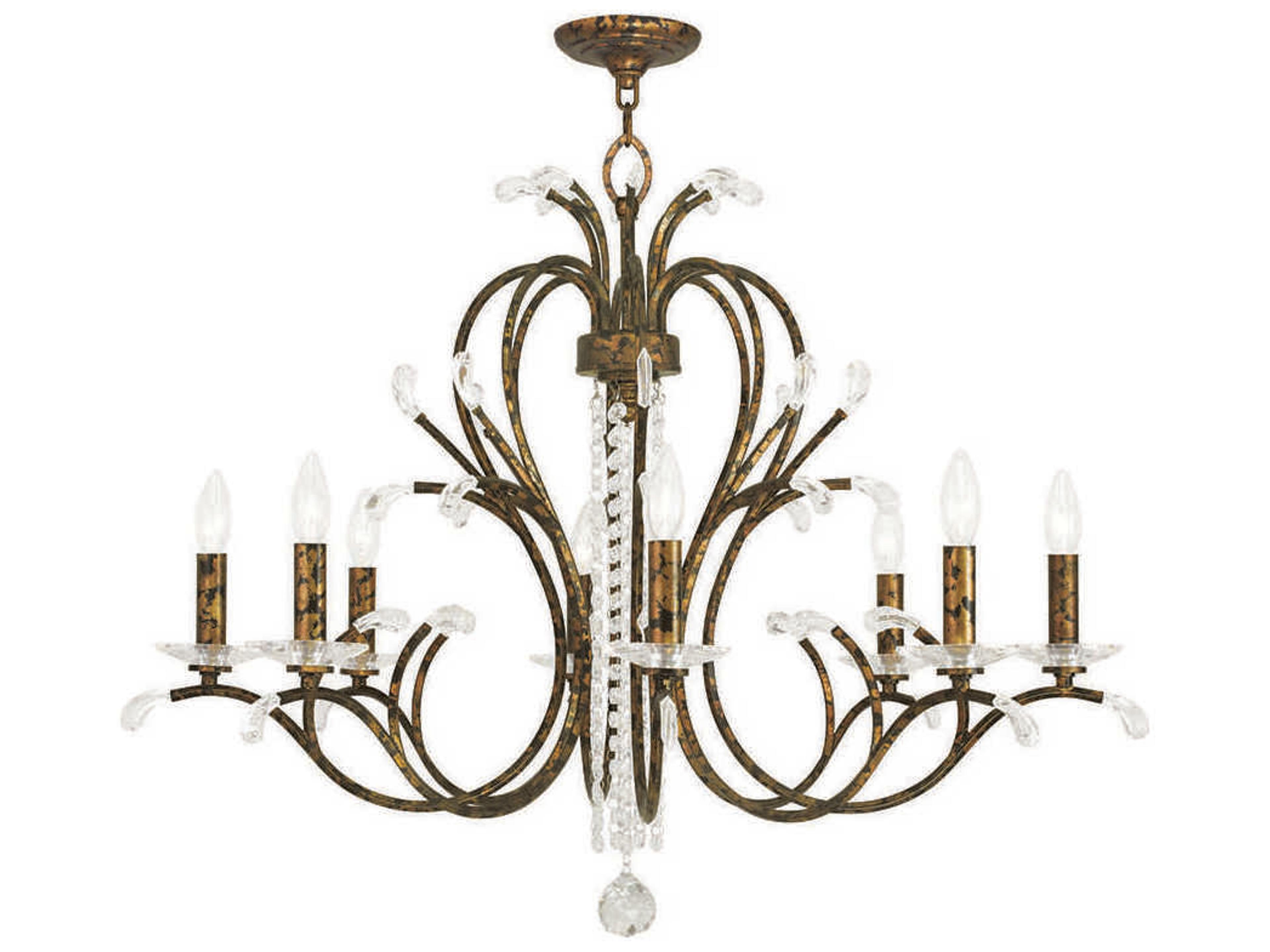 Serafina 8-Light Hand Applied Venetian Golden Bronze Crystal Candelabra Chandelier