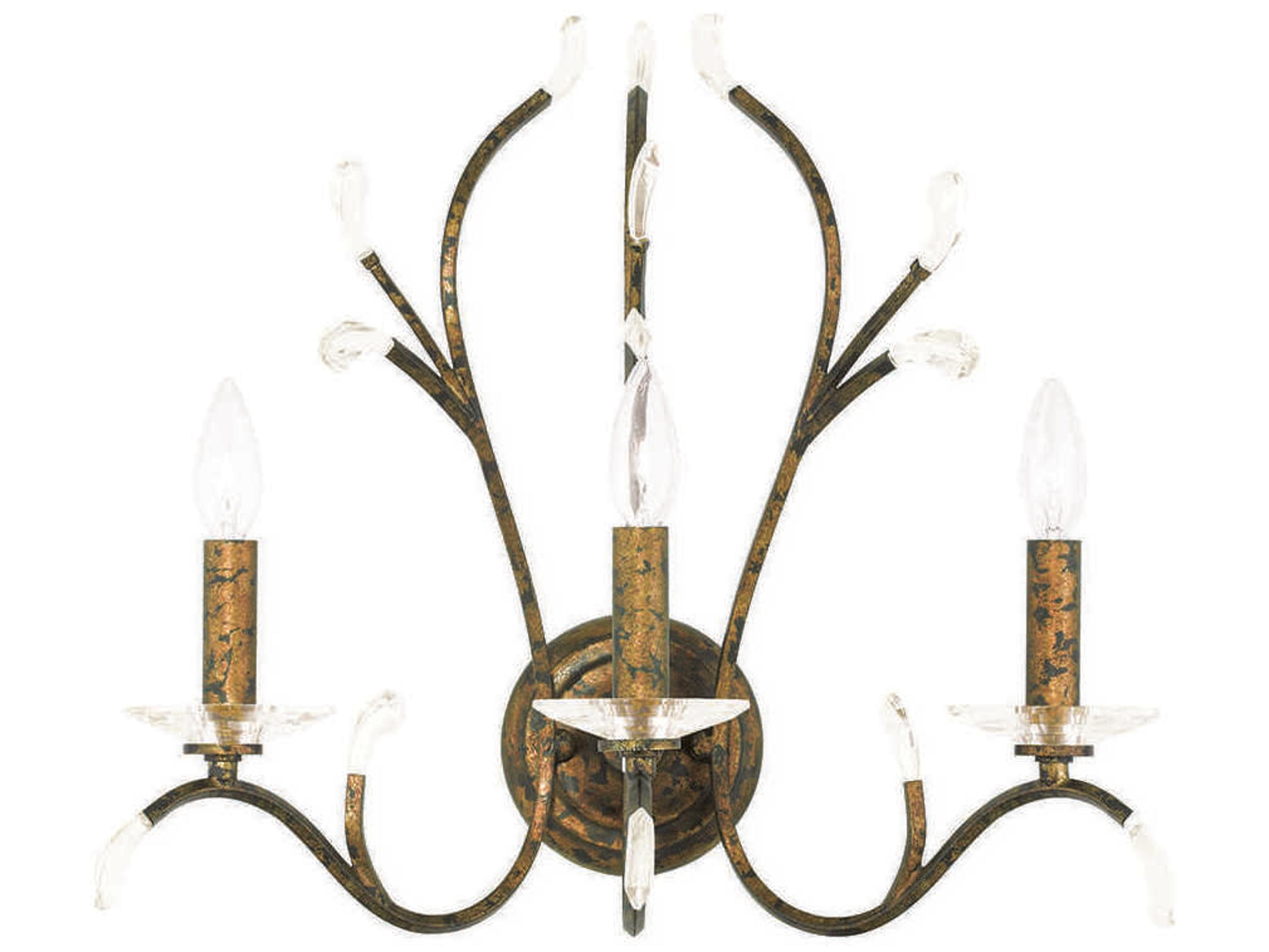 Serafina 3-Light Hand Applied Venetian Golden Bronze Crystal Wall Sconce