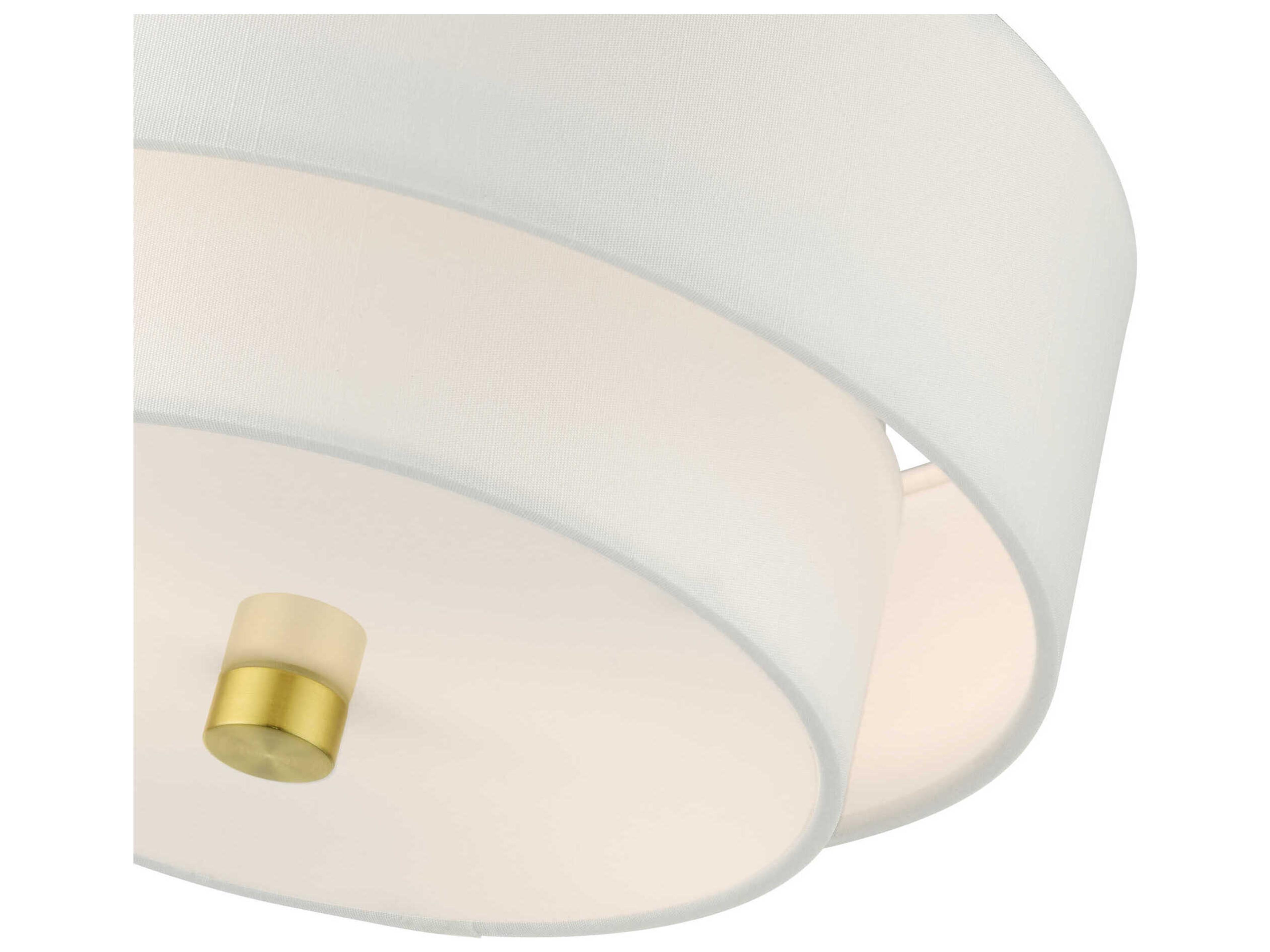 Livex Lighting Meridian 2-Light Satin Brass Drum Semi Flush Mount