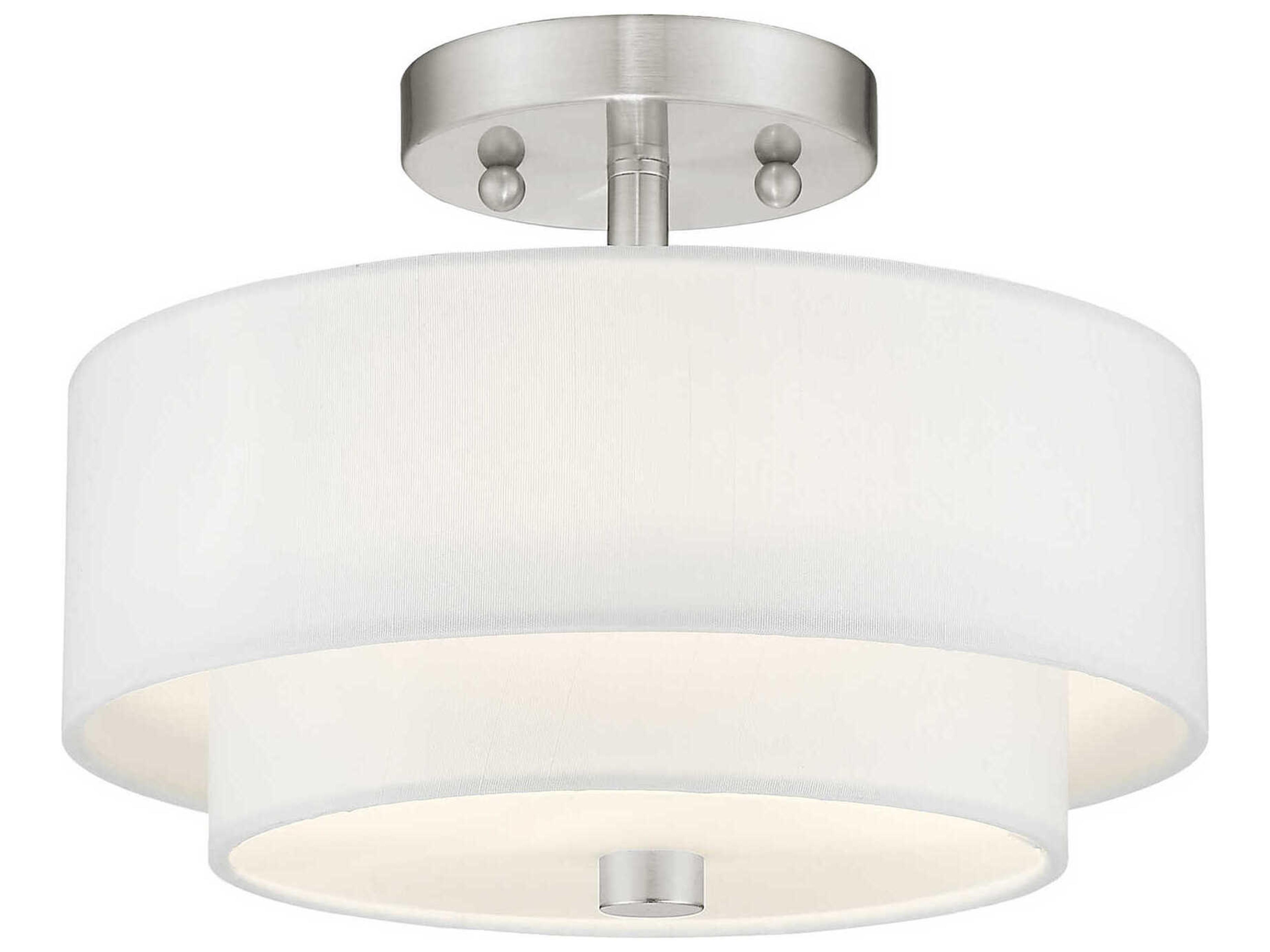 Livex Lighting Meridian 2-Light Brushed Nickel Drum Semi Flush Mount