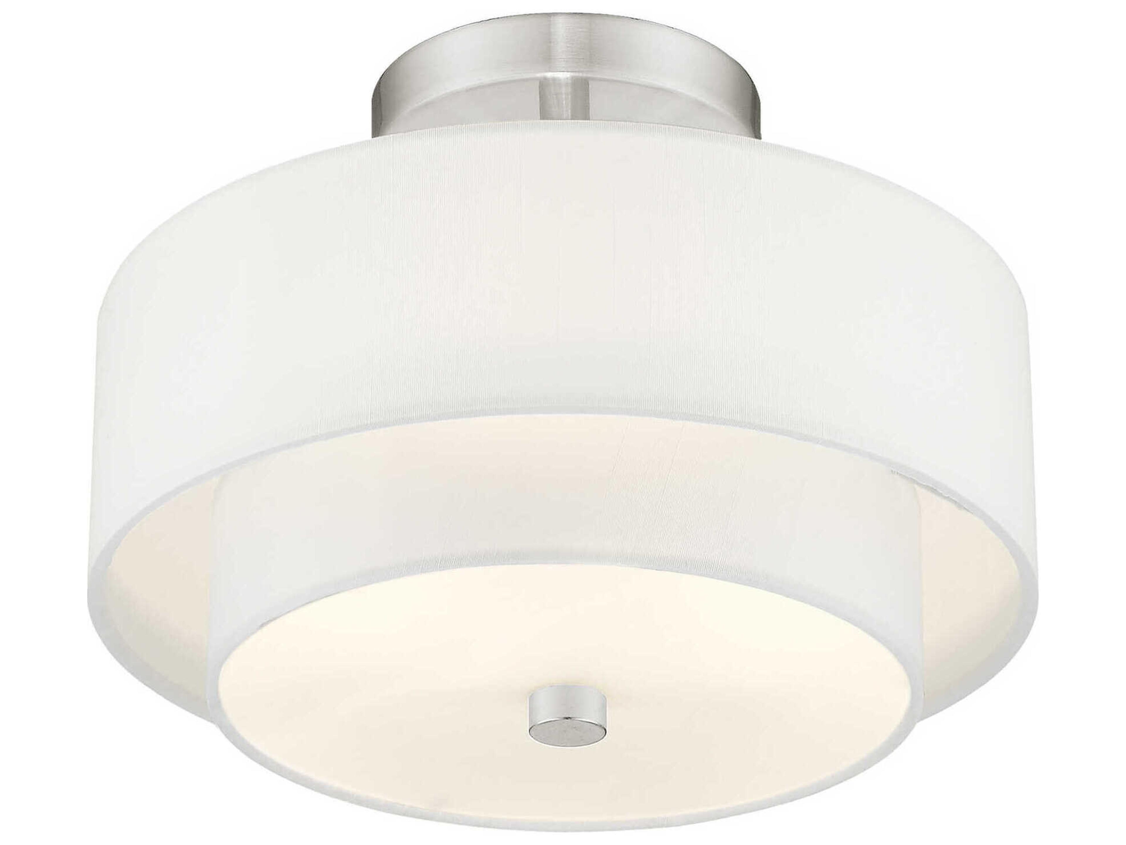 Livex Lighting Meridian 2-Light Brushed Nickel Drum Semi Flush Mount
