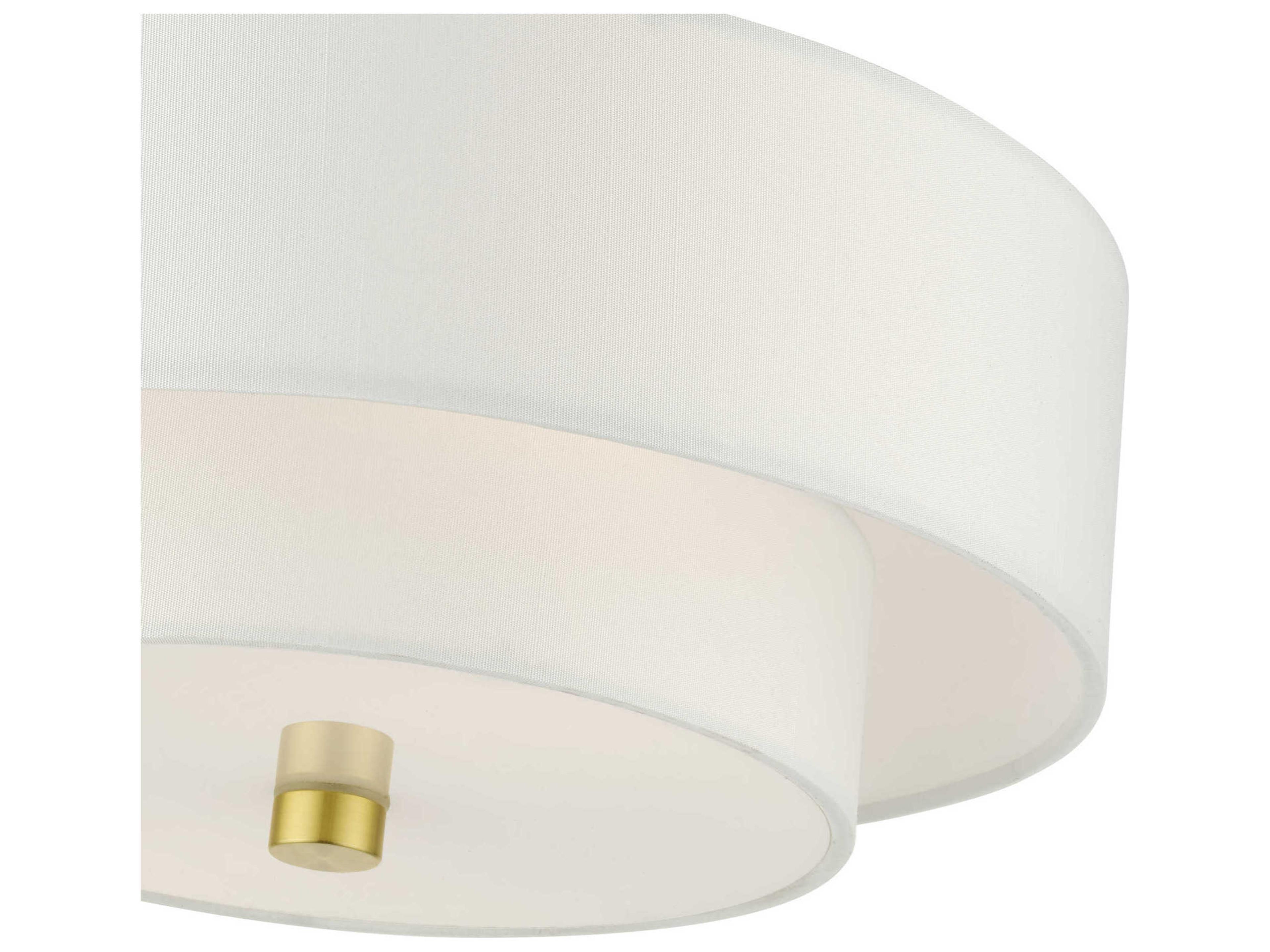 Livex Lighting Meridian 2-Light Satin Brass Drum Semi Flush Mount