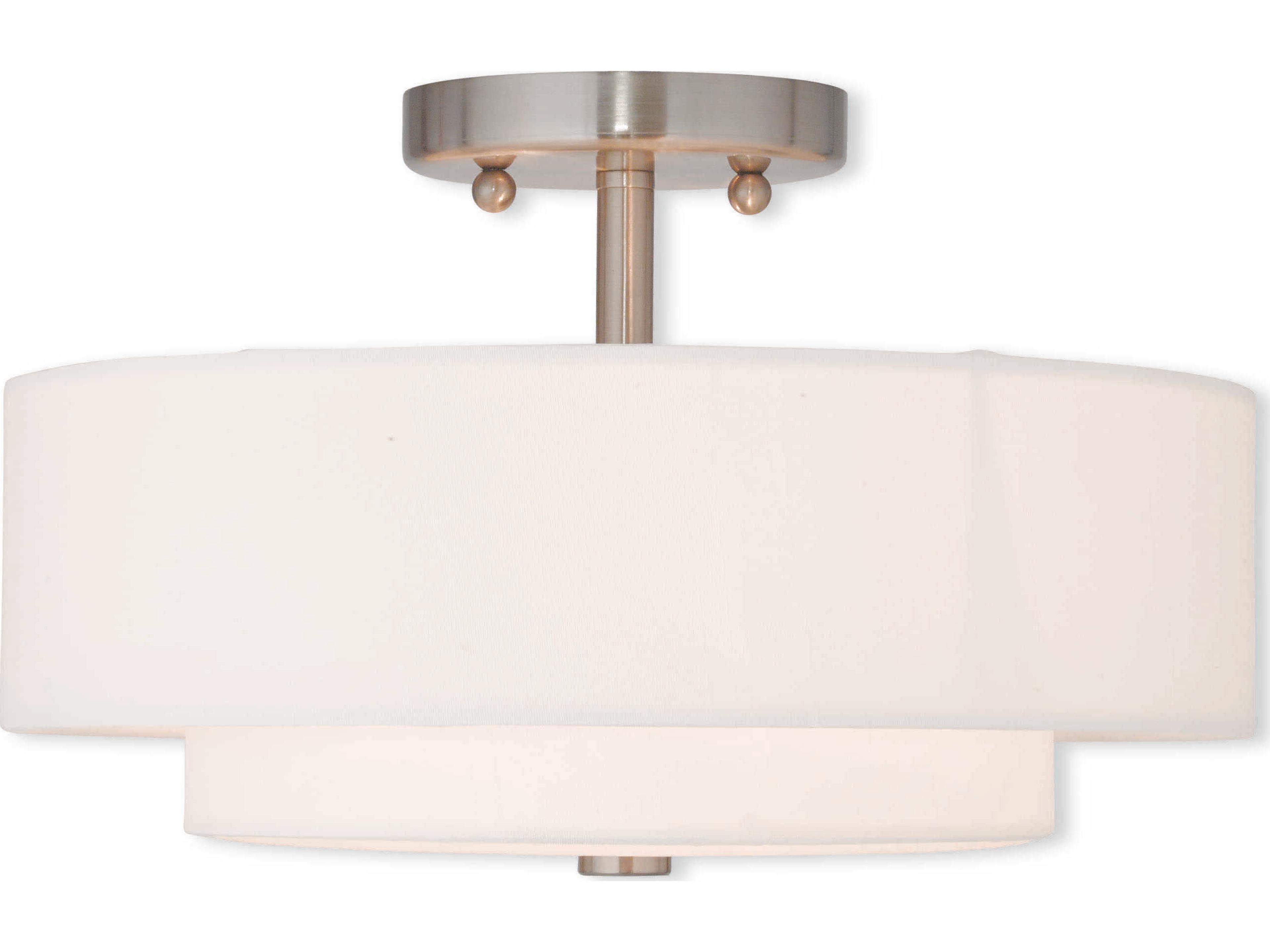Meridian 2-Light Brushed Nickel Drum Semi Flush Mount