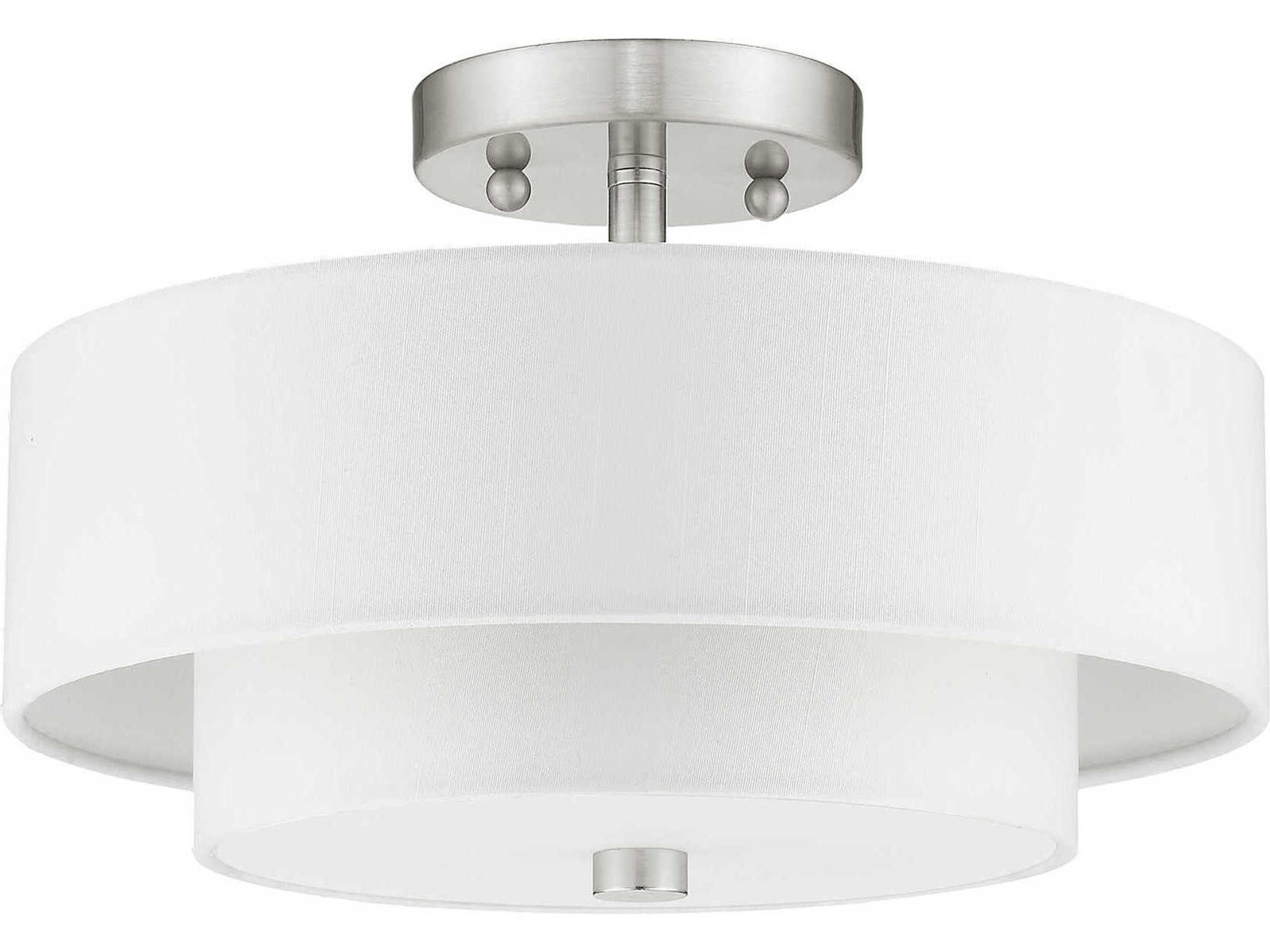 Livex Lighting Meridian 2-Light Brushed Nickel Drum Semi Flush Mount