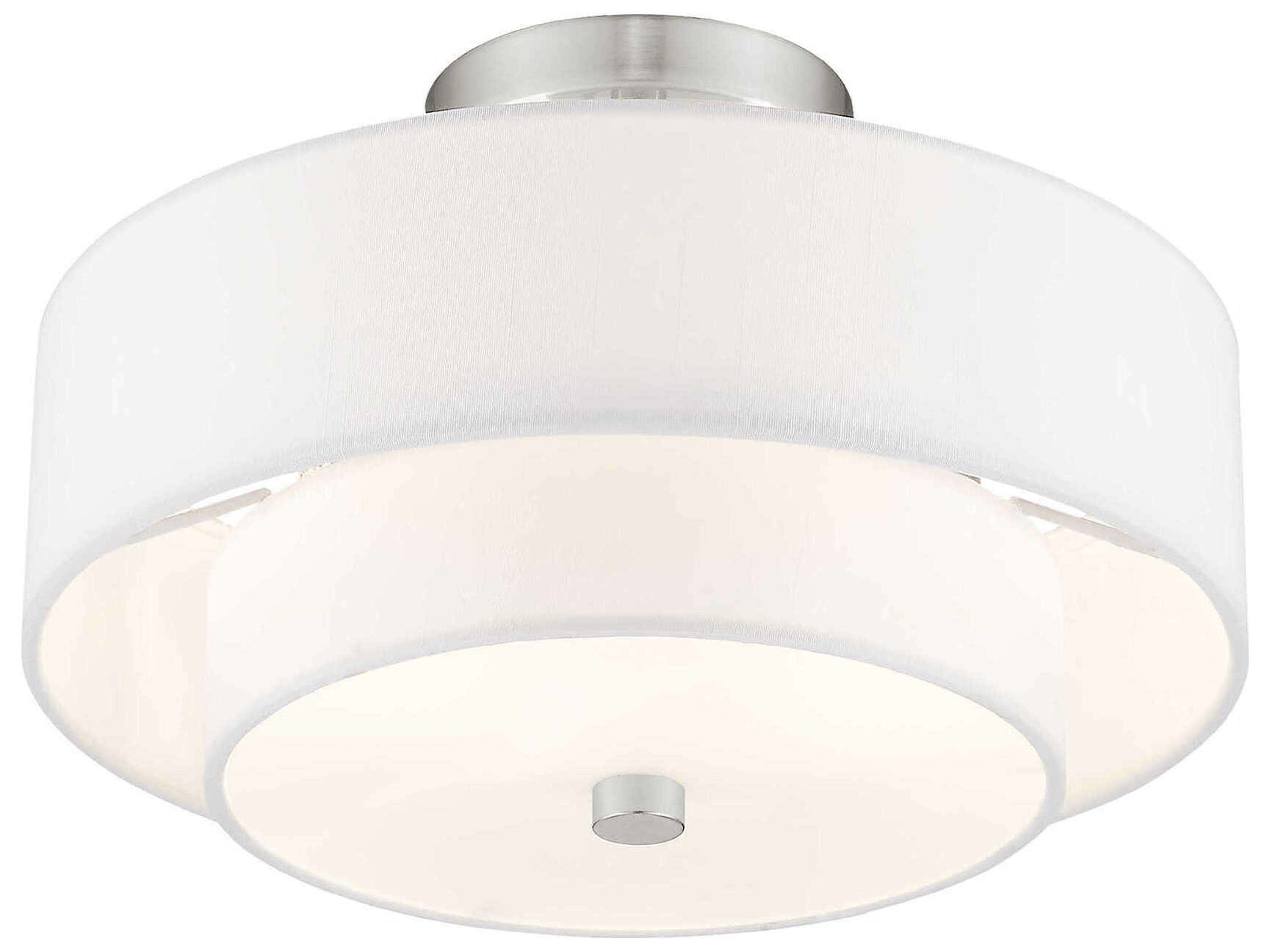 Livex Lighting Meridian 2-Light Brushed Nickel Drum Semi Flush Mount