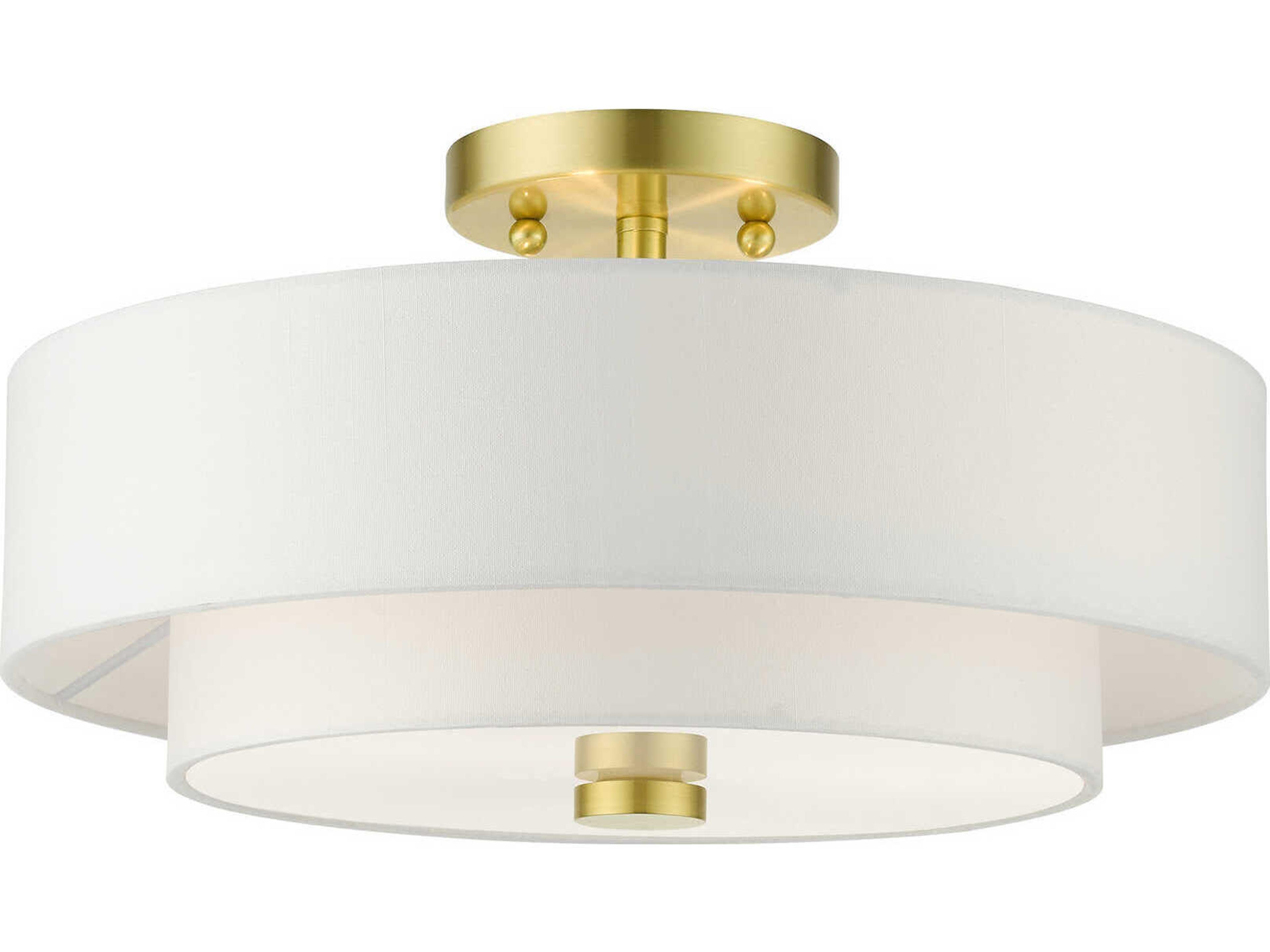 Meridian 3-Light Satin Brass Drum Semi Flush Mount