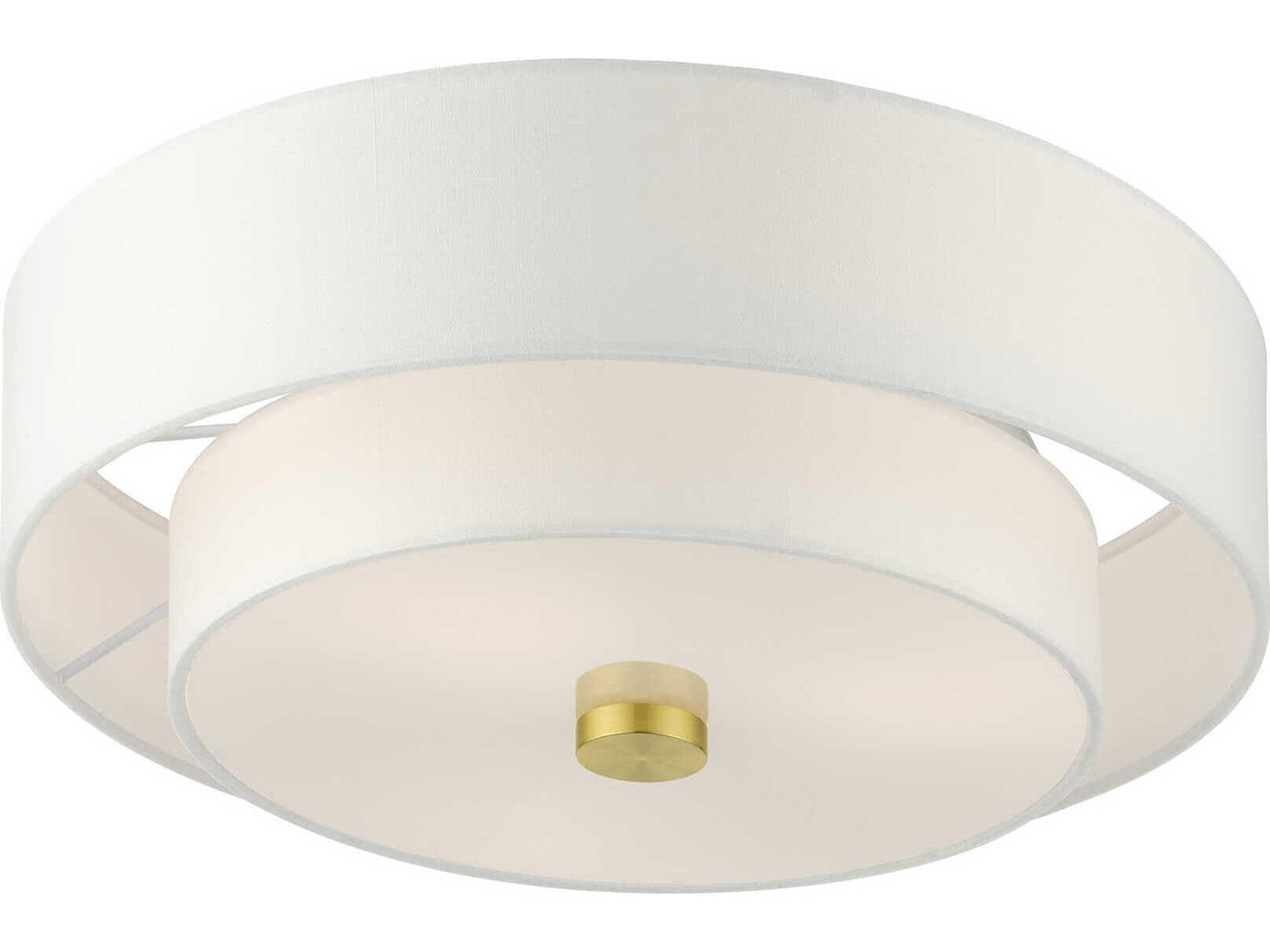 Livex Lighting Meridian 3-Light Satin Brass Drum Semi Flush Mount