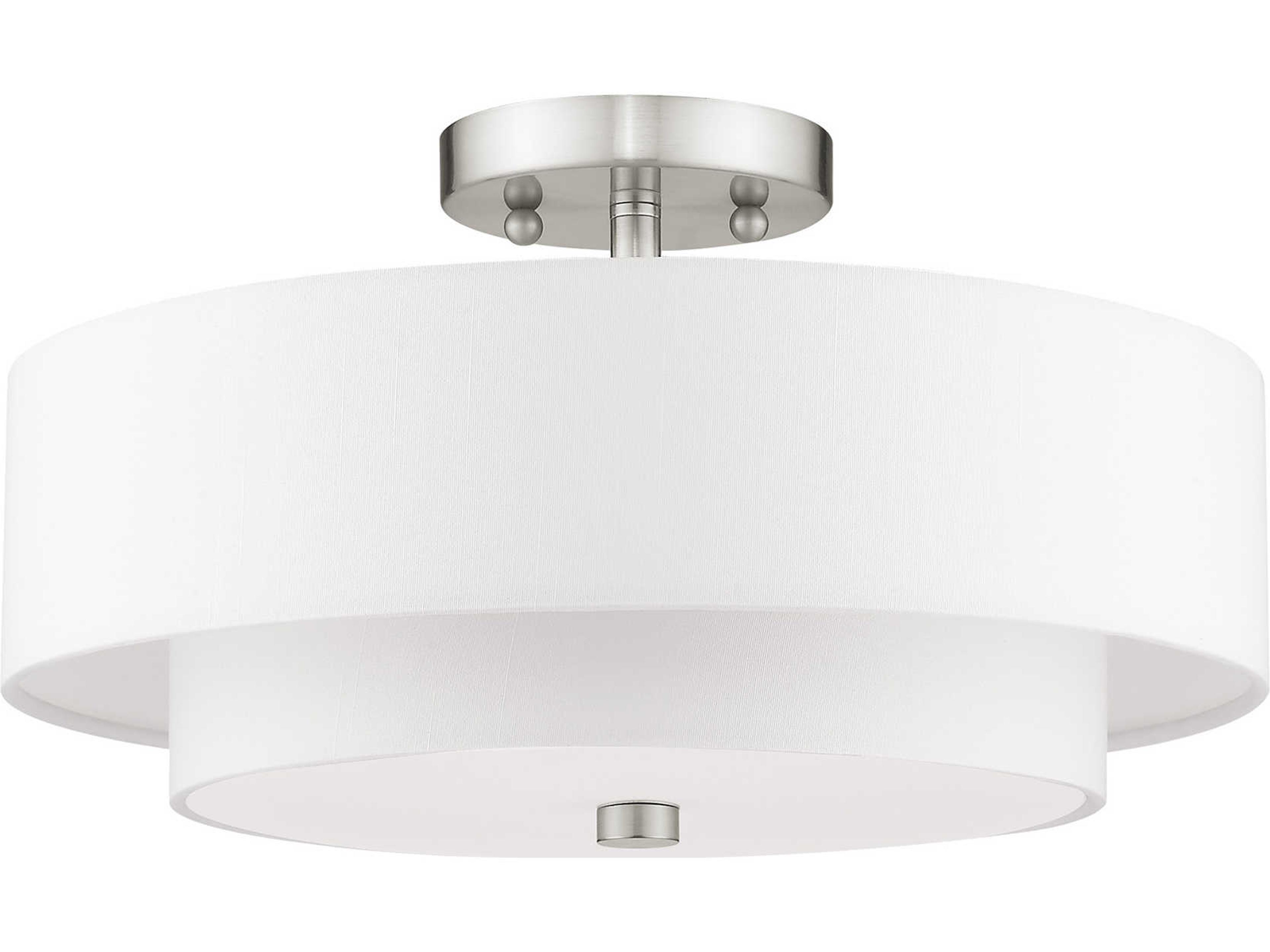 Livex Lighting Claremont 3-Light Brushed Nickel Cylinder Round Semi Flush Mount