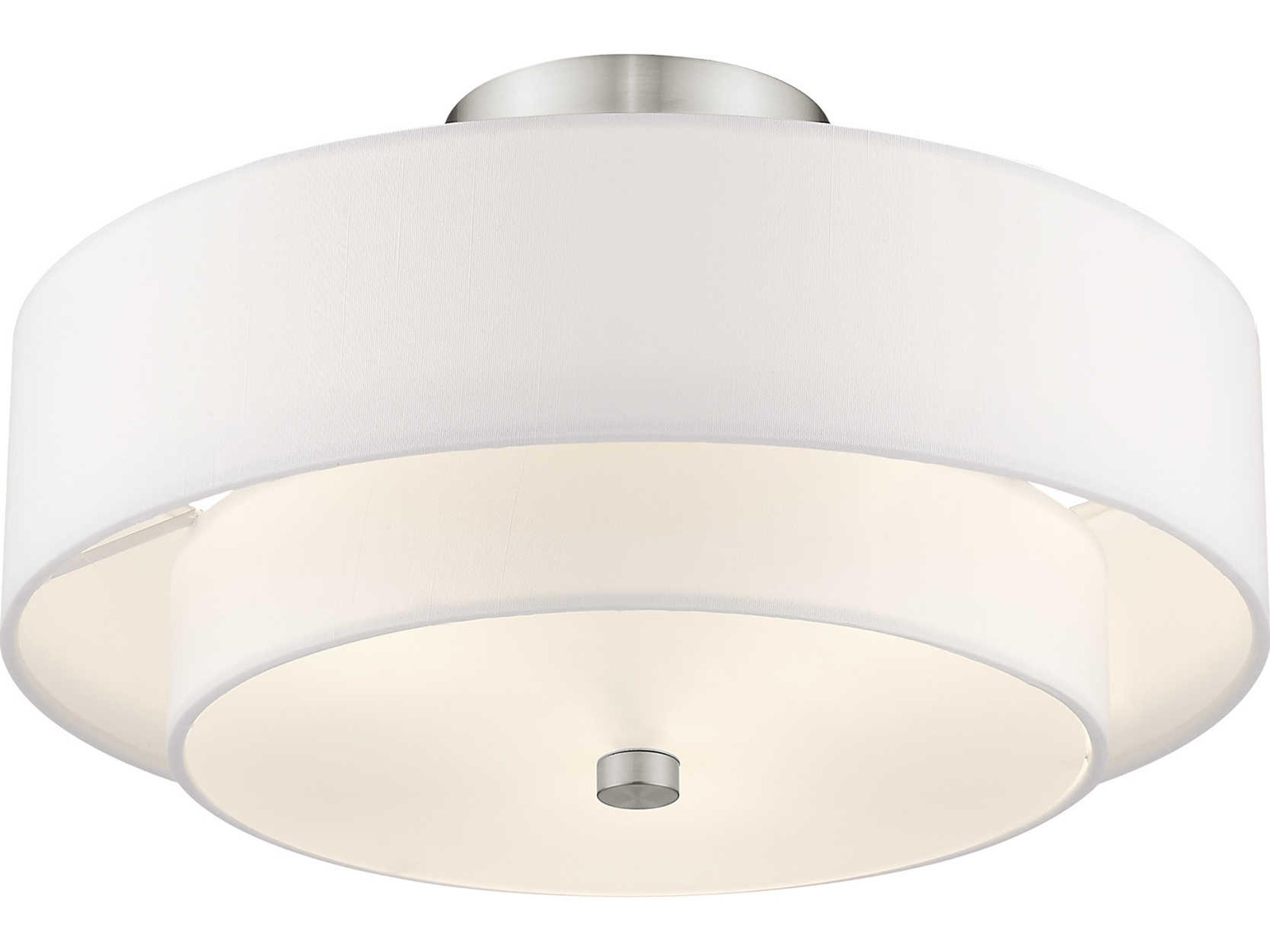 Livex Lighting Claremont 3-Light Brushed Nickel Cylinder Round Semi Flush Mount