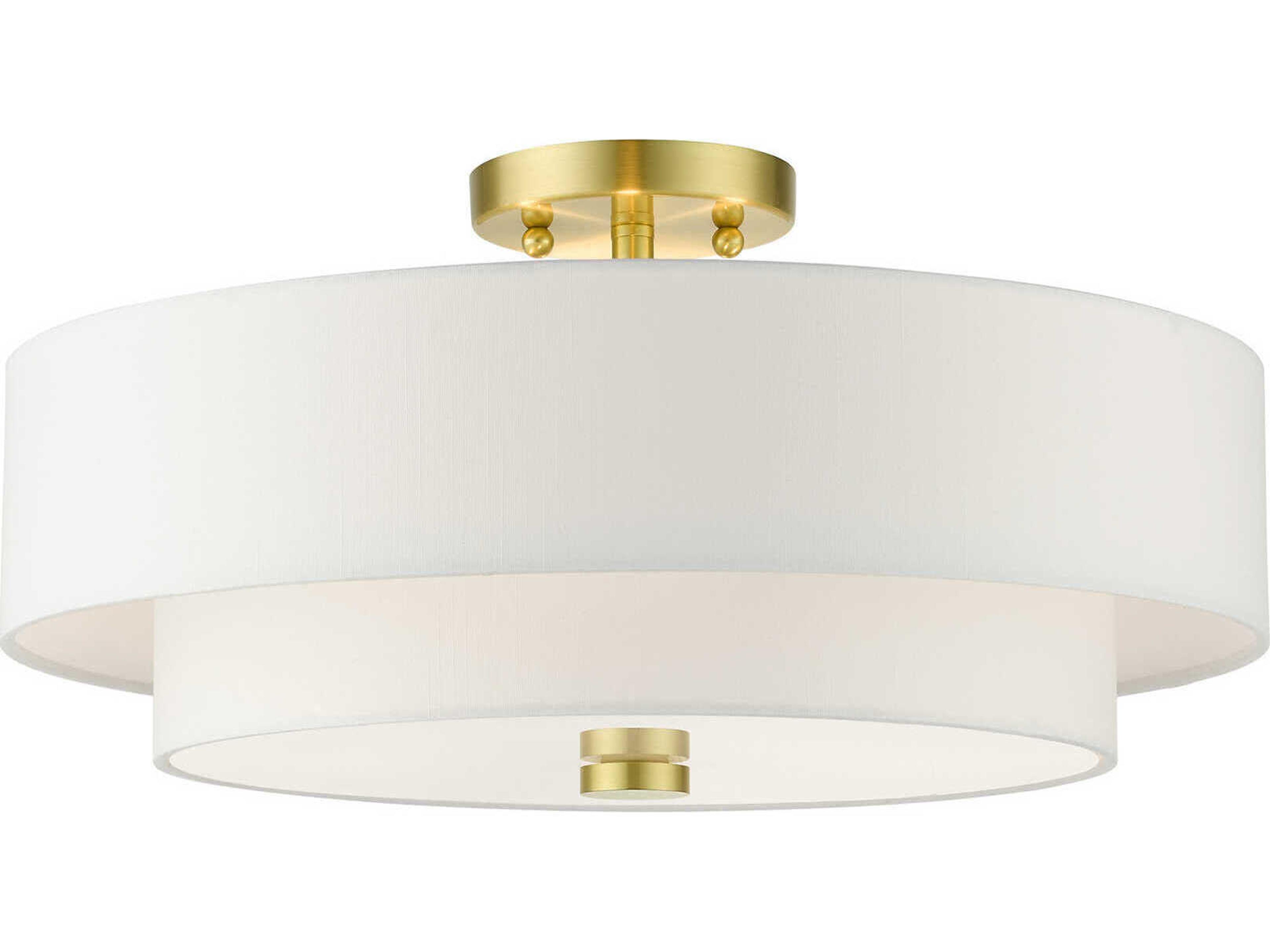 Meridian 4-Light Satin Brass Drum Semi Flush Mount