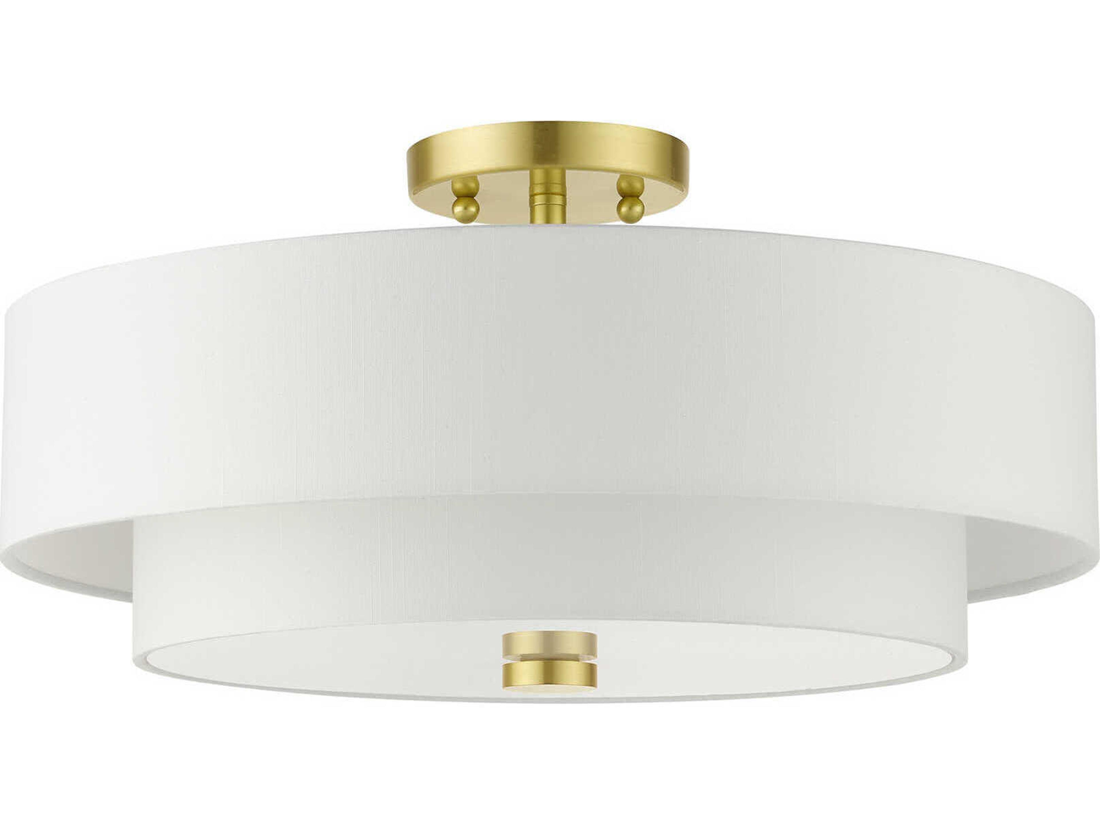 Livex Lighting Meridian 4-Light Satin Brass Drum Semi Flush Mount